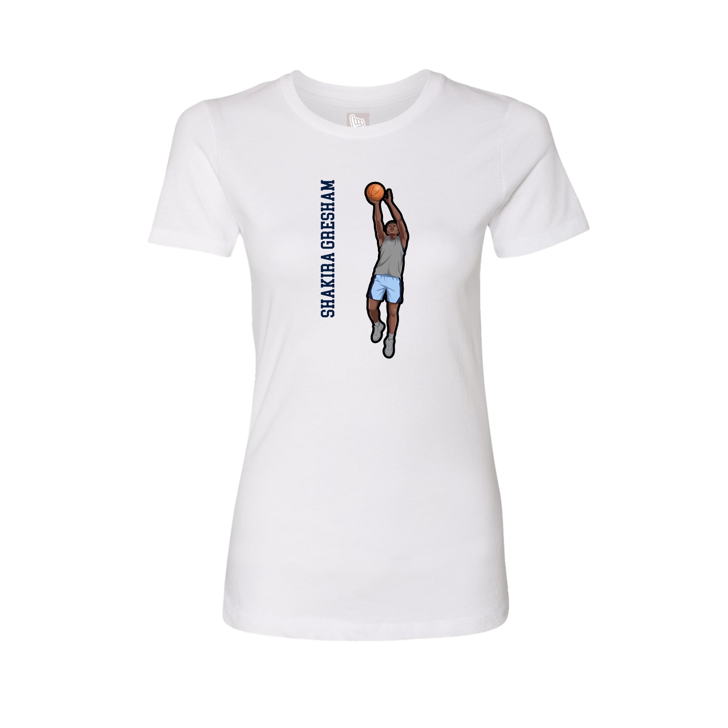Womens Tee — Name Vertical in White