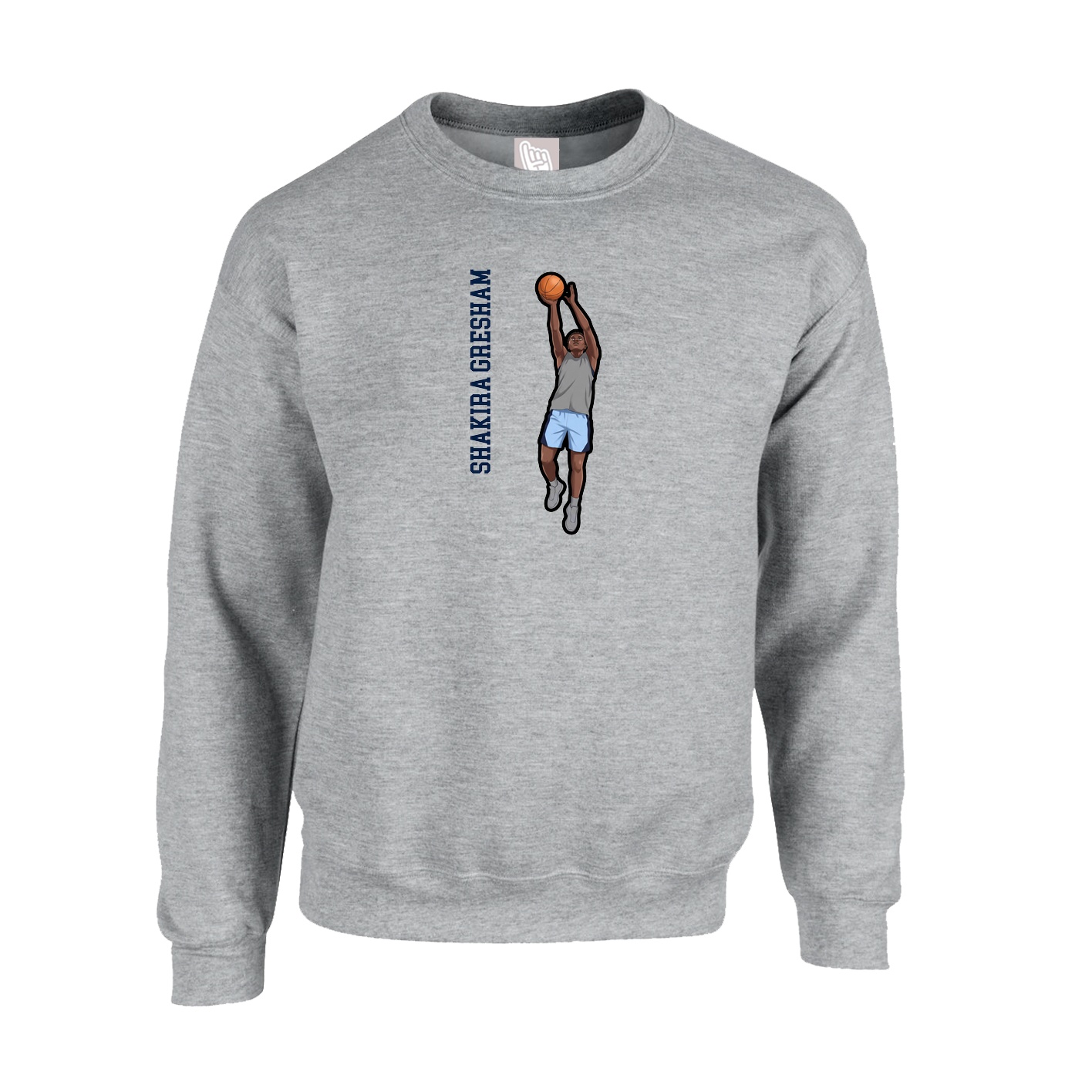 Fleece Crew — Name Vertical in Grey