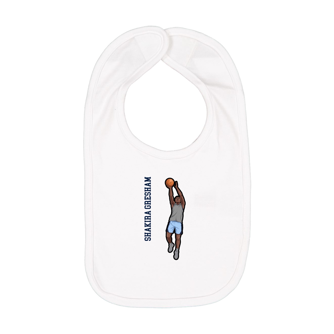 Infant Bib — Name Vertical in White