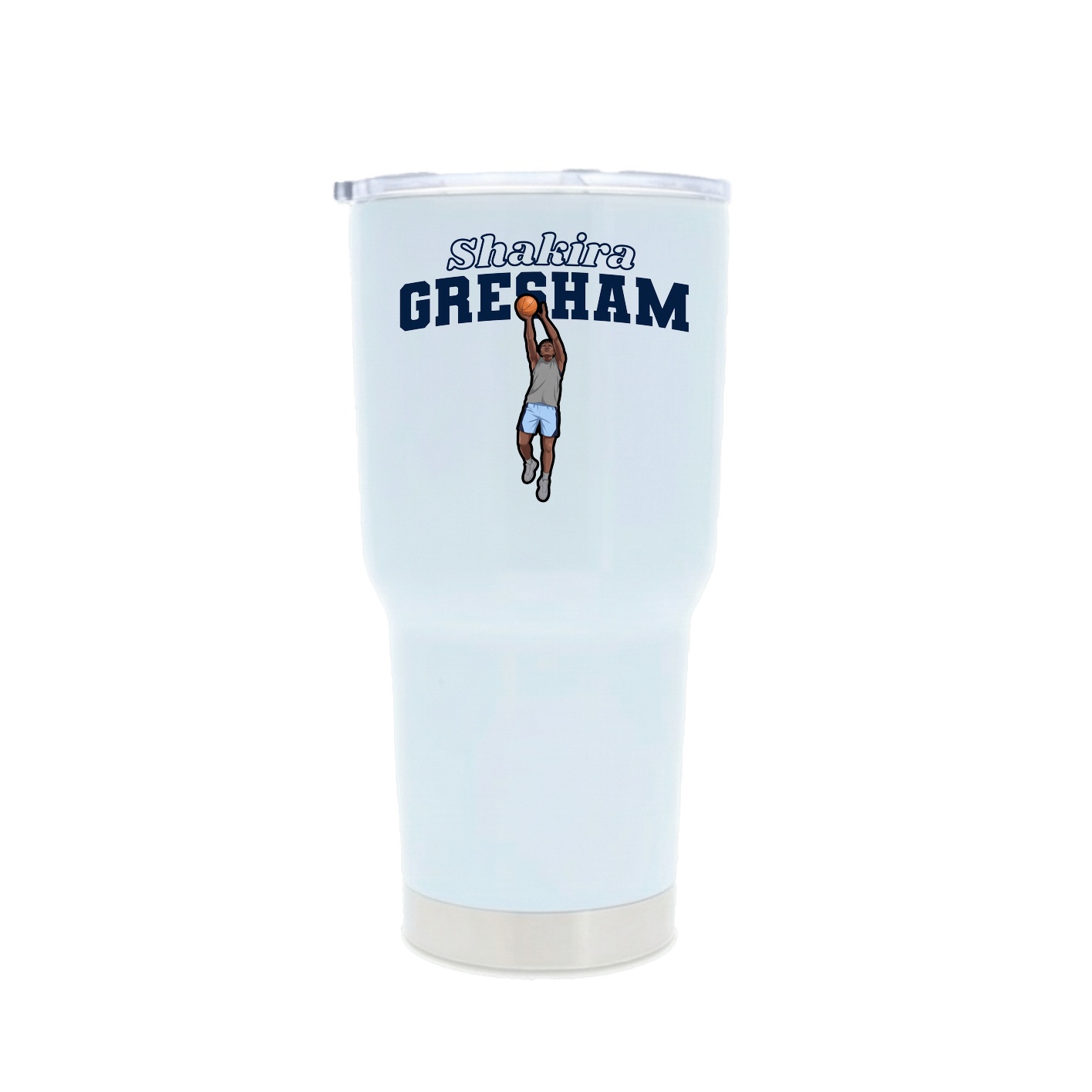30oz Stainless Steel Tumbler — Name Arch in White