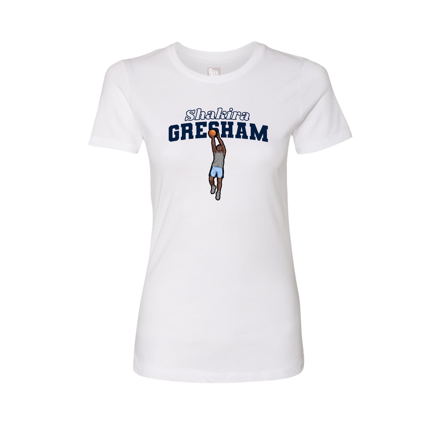 Womens Tee — Name Arch in White