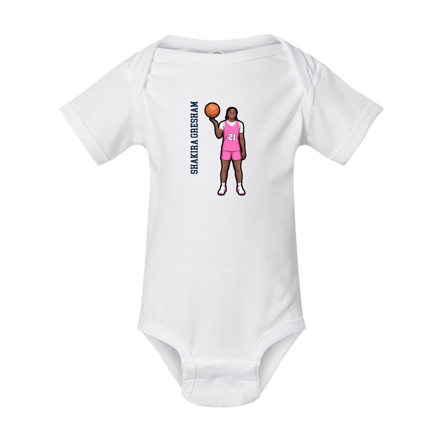 Baby Onesie — Name Vertical in White