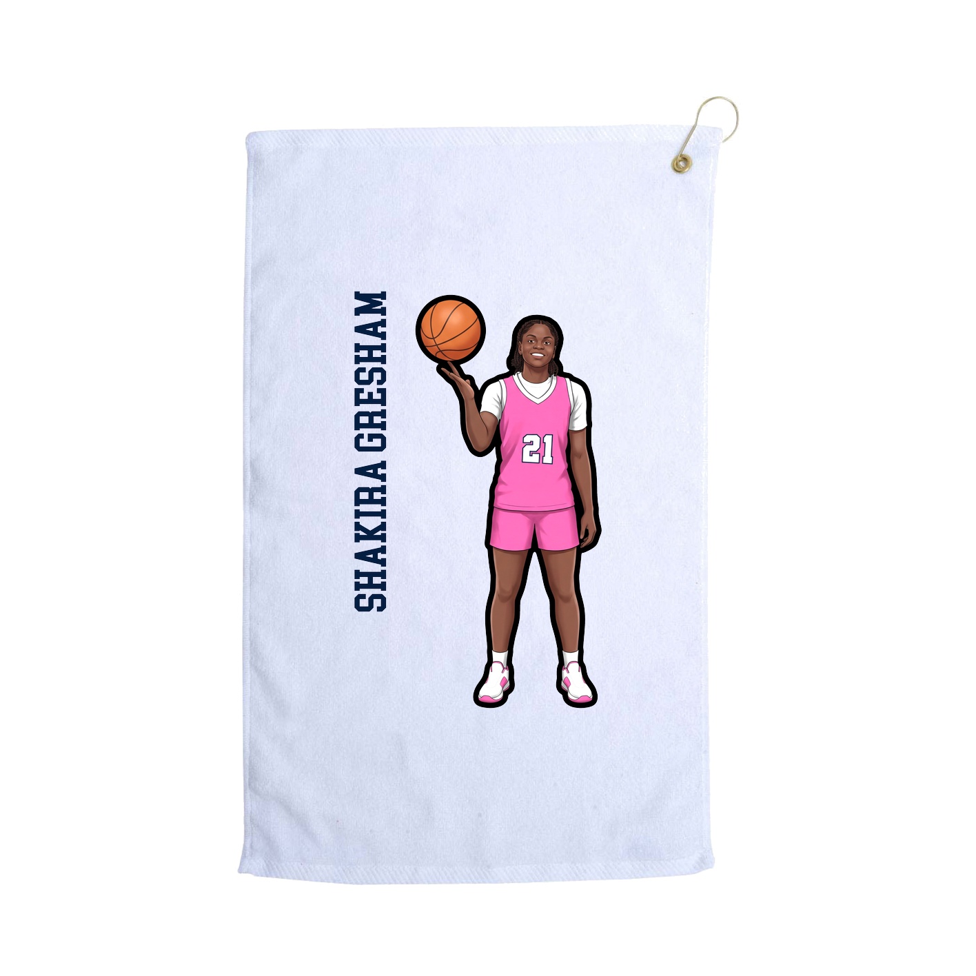 Golf Towel — Name Vertical in White