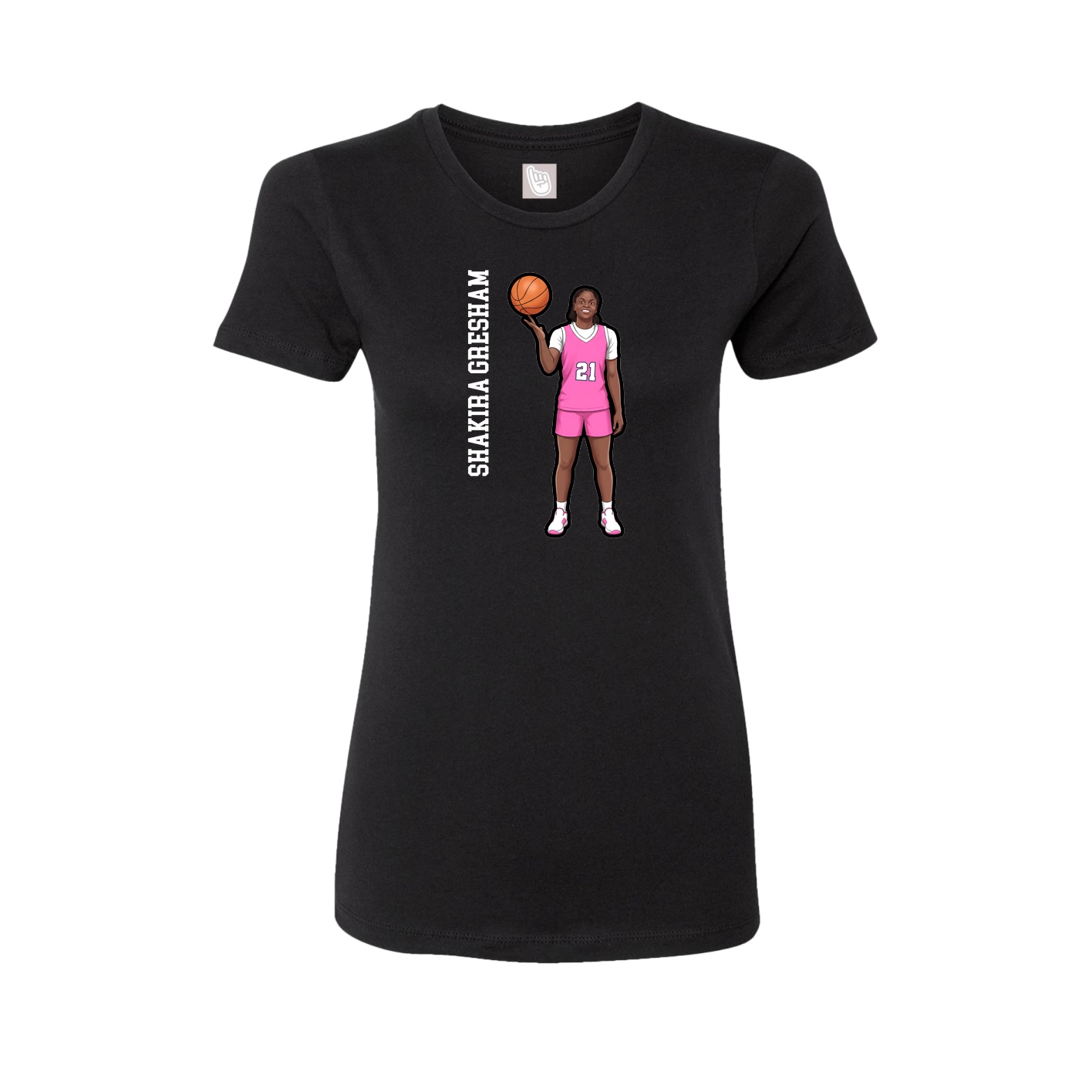 Fitted Women's Tee — Name Vertical in Black