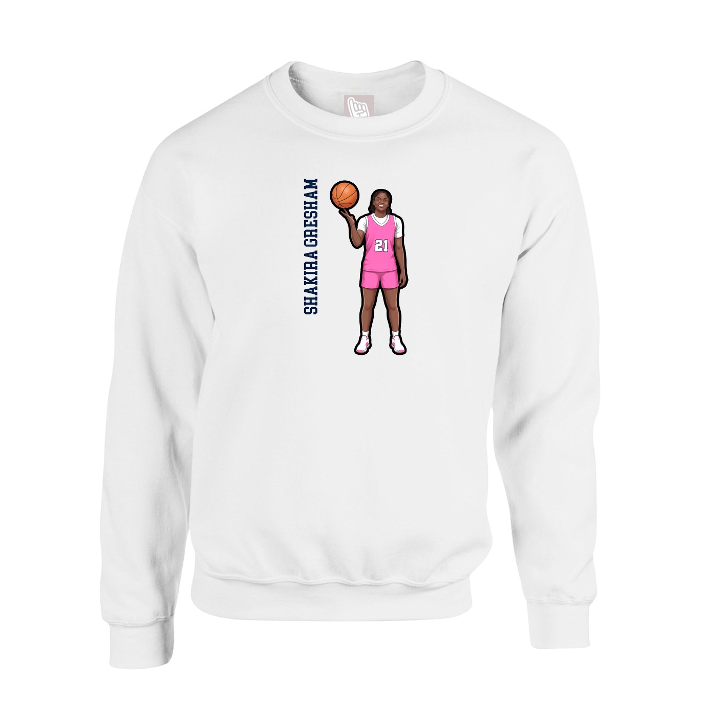 Fleece Crew — Name Vertical in White