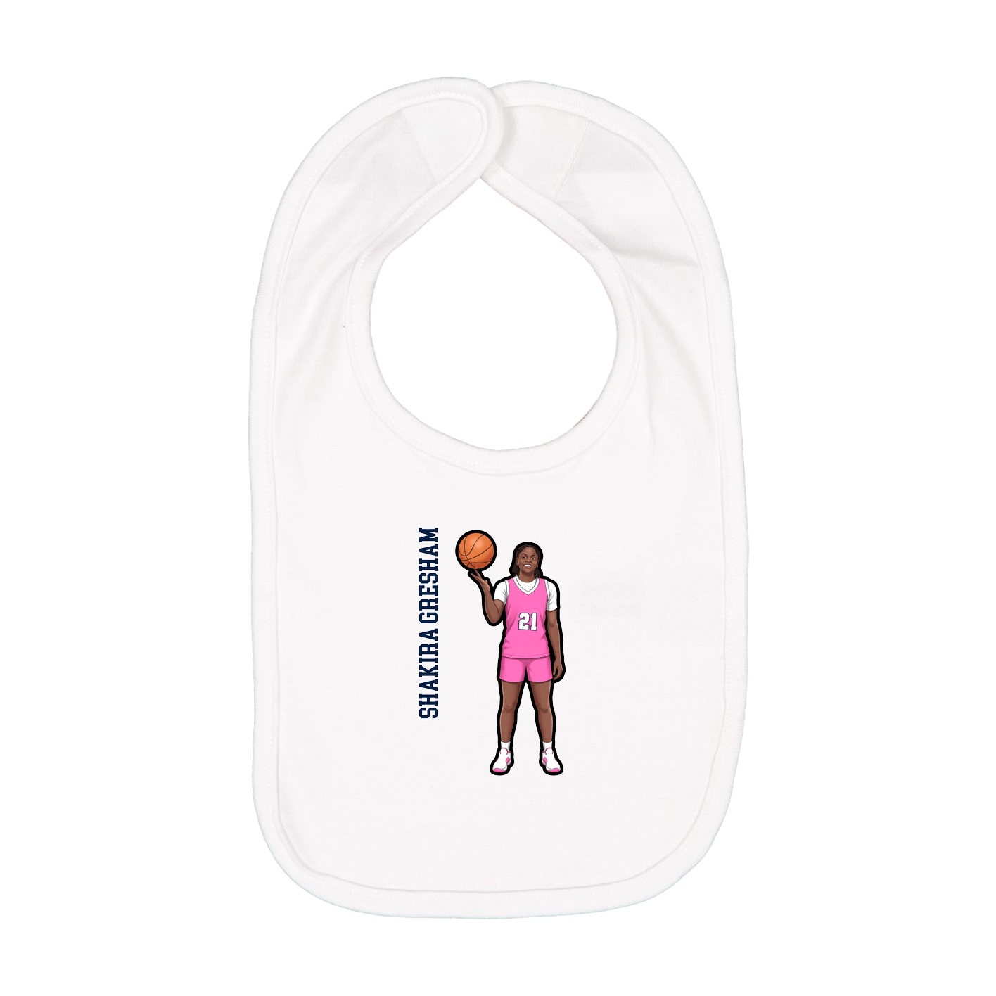 Infant Bib — Name Vertical in White