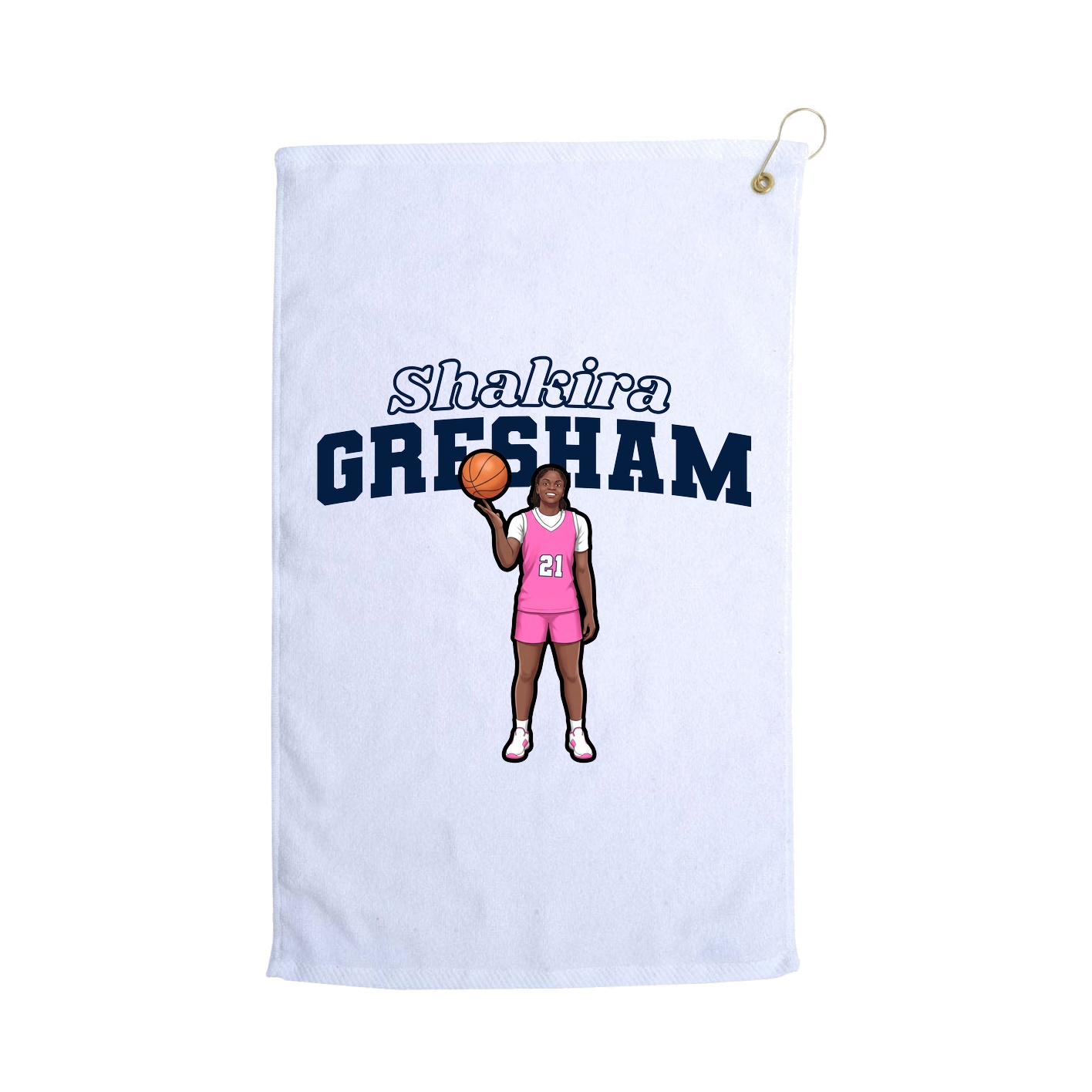 Golf Towel — Name Arch in White