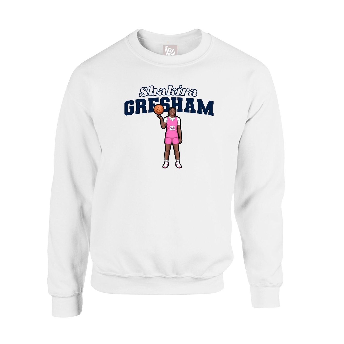 Fleece Crew — Name Arch in White