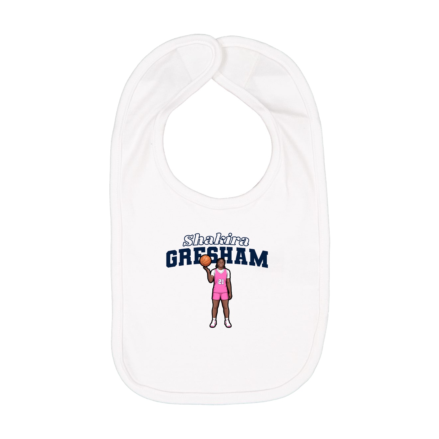 Infant Bib — Name Arch in White