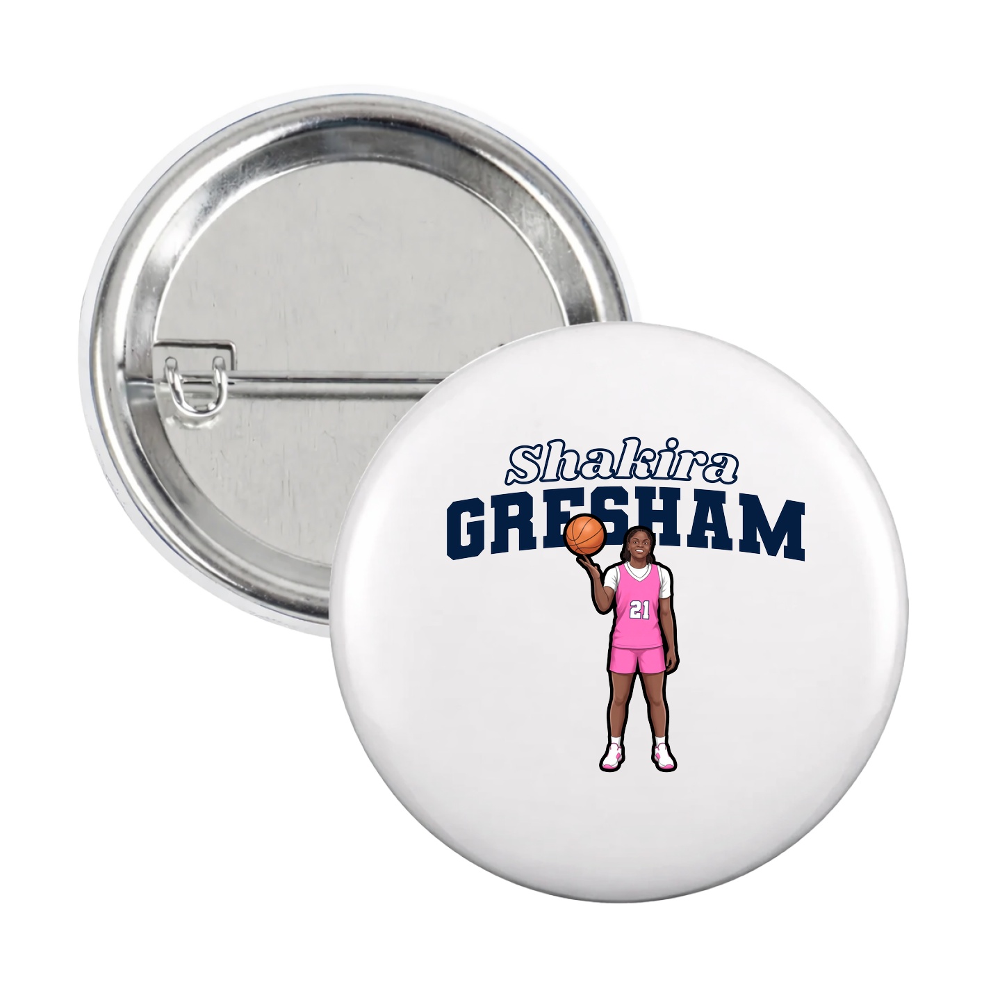 Game Day Button — Name Arch in White