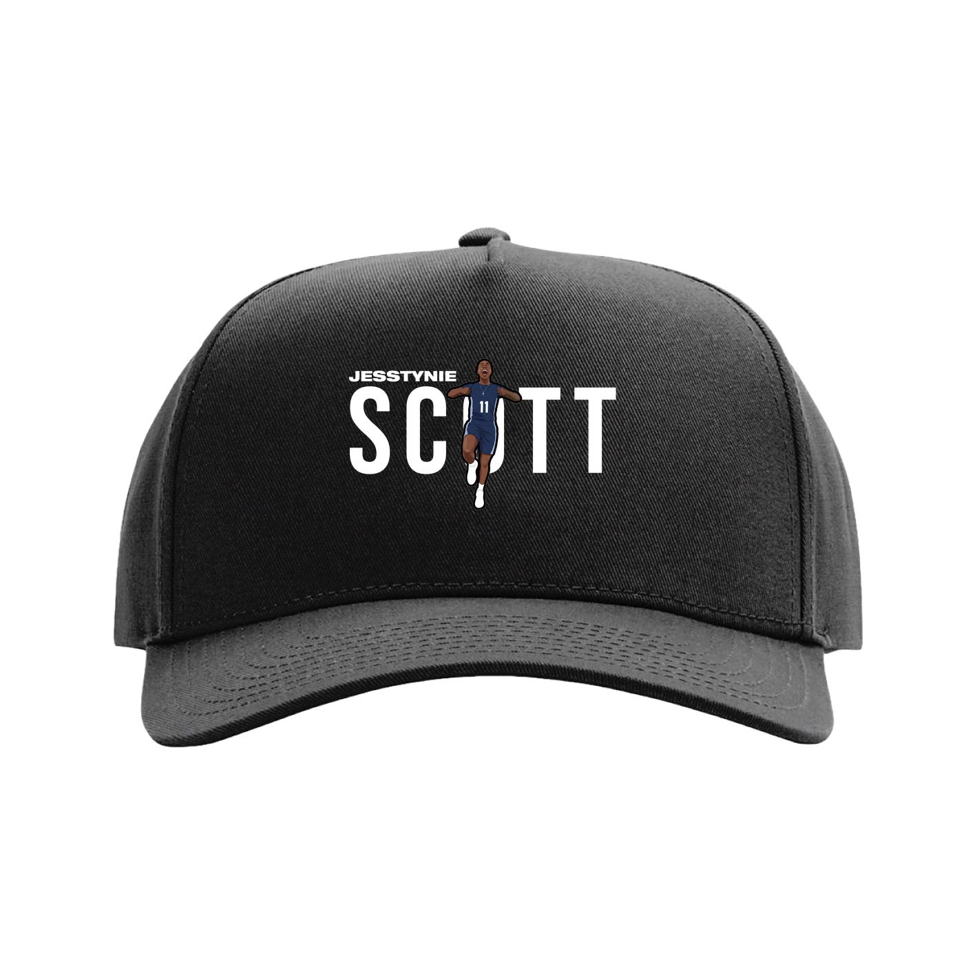 Full Fabric Five-Panel Champ Cap — Player Name in Black