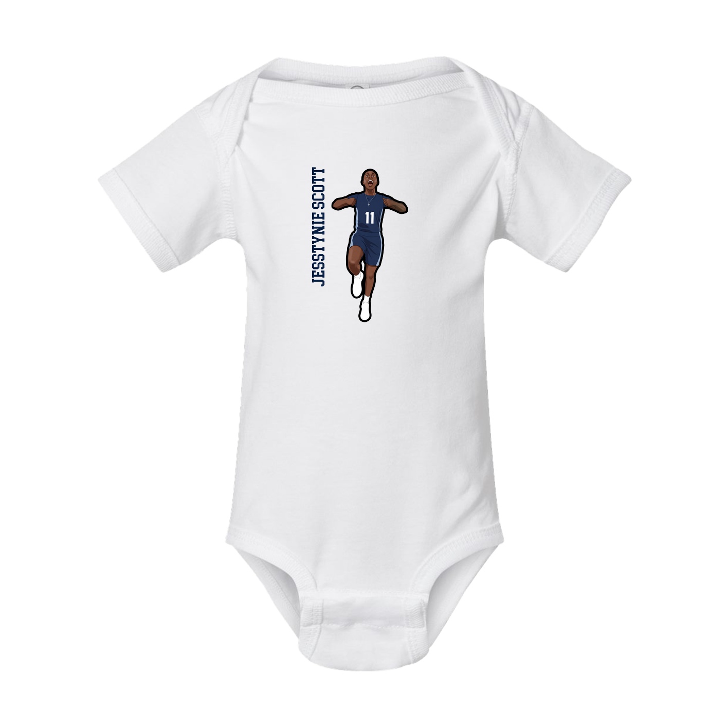 Baby Onesie — Name Vertical in White