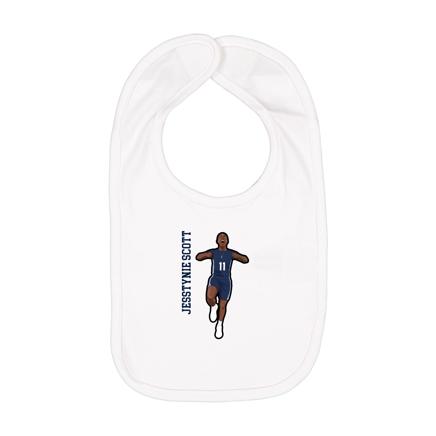 Infant Bib — Name Vertical in White