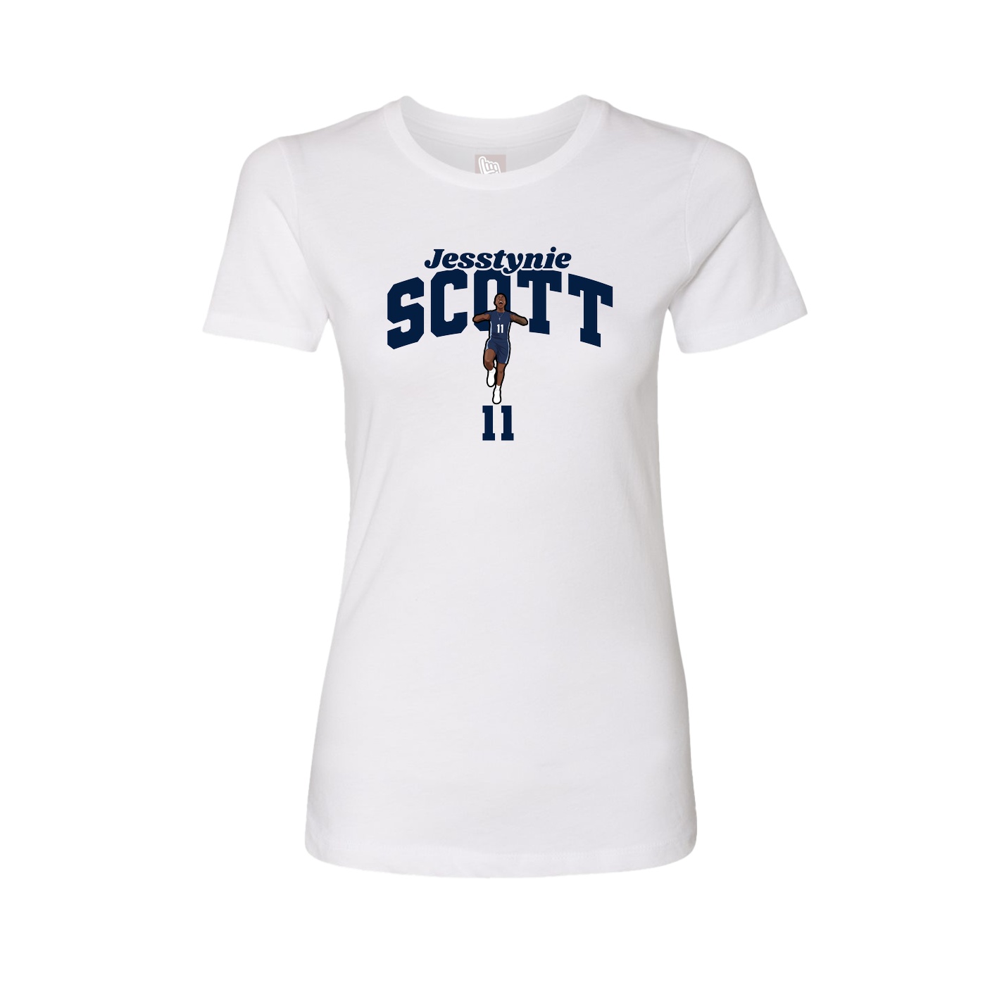 Fitted Women's Tee — Signature Arch in White