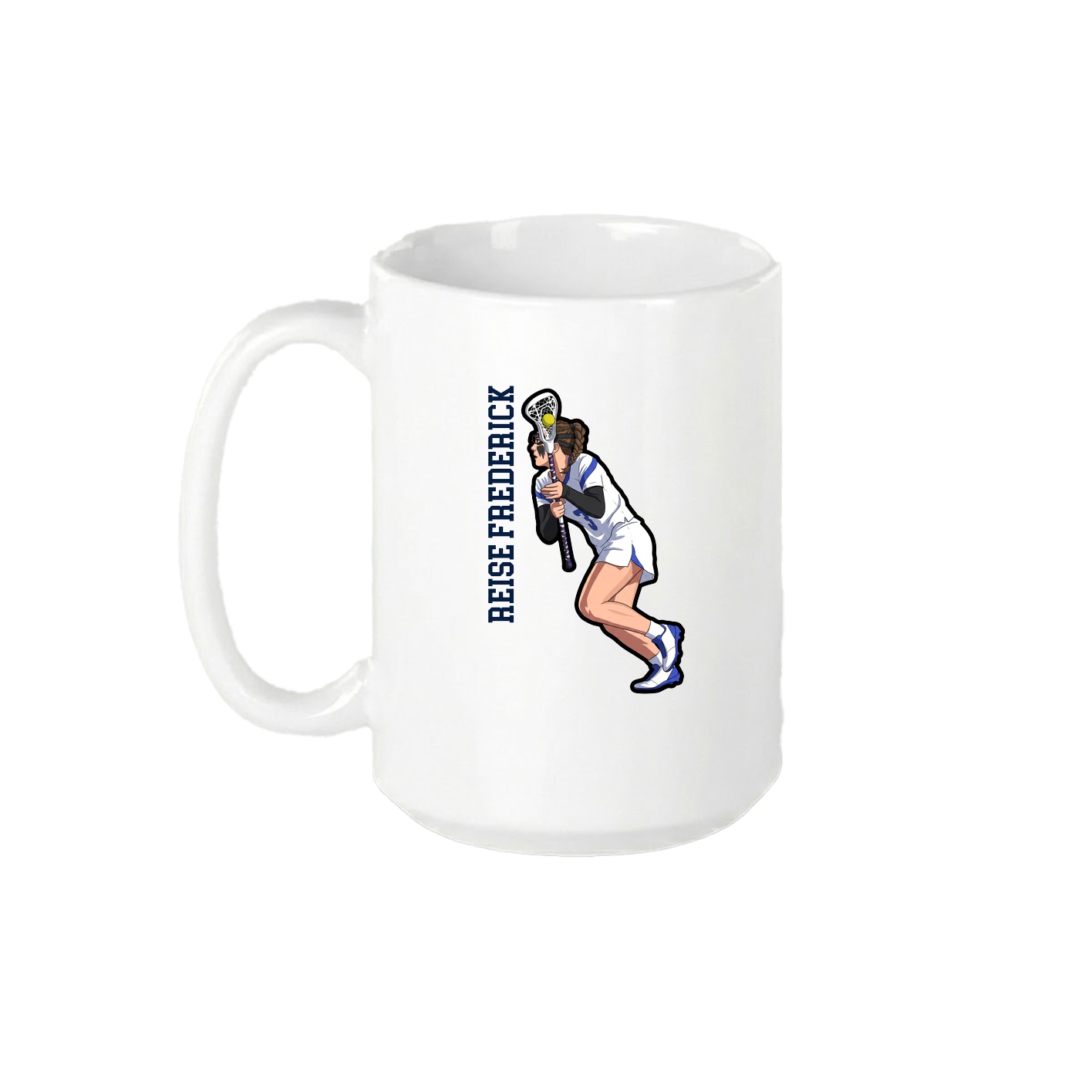 15oz Coffee Mug — Name Vertical in White