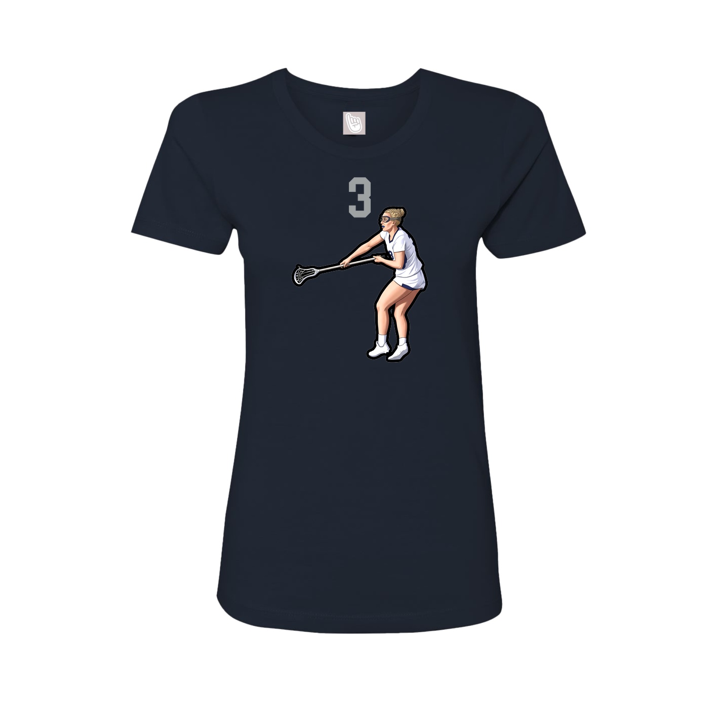 Fitted Women's Tee — Number Top in Navy