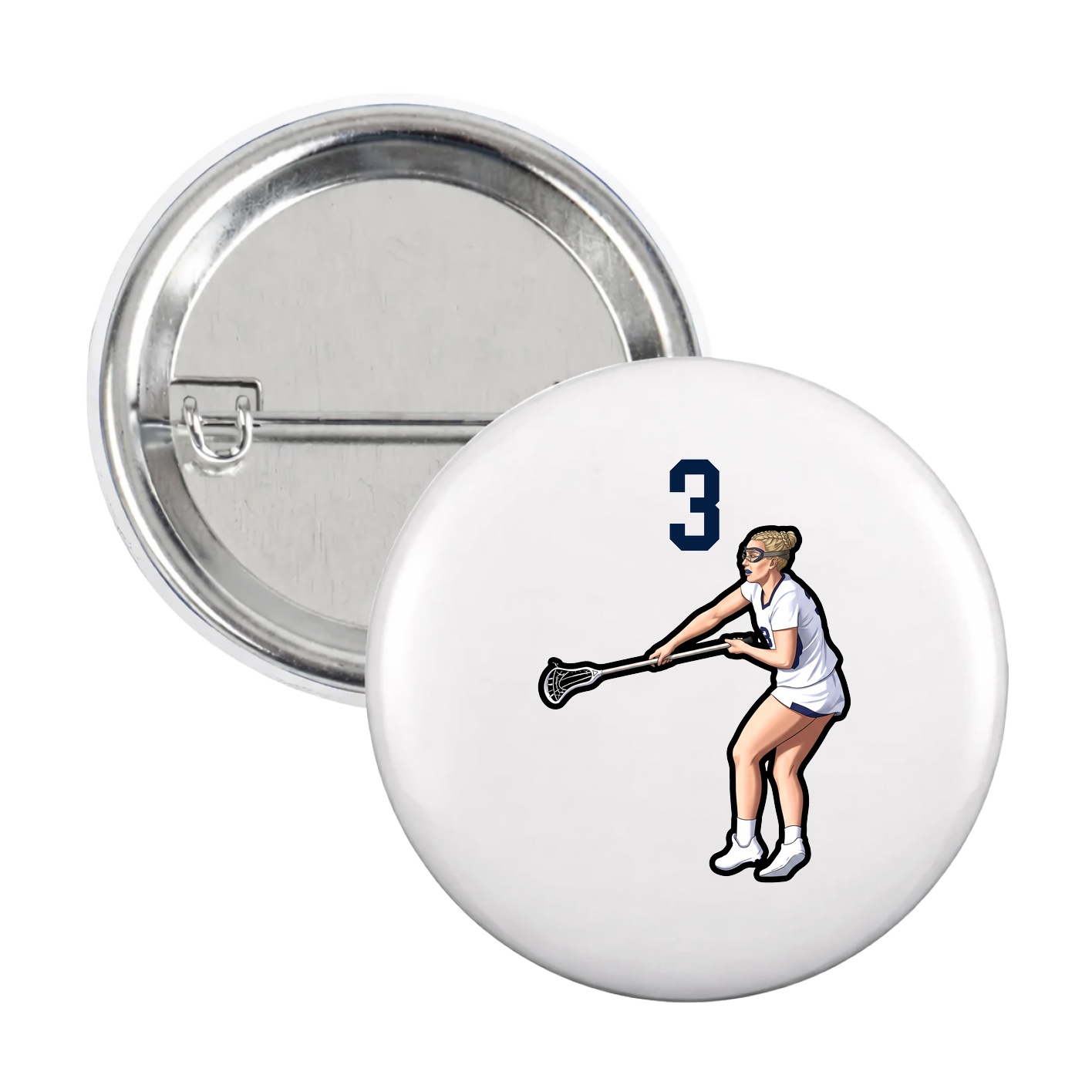 Game Day Button — Number Top in White