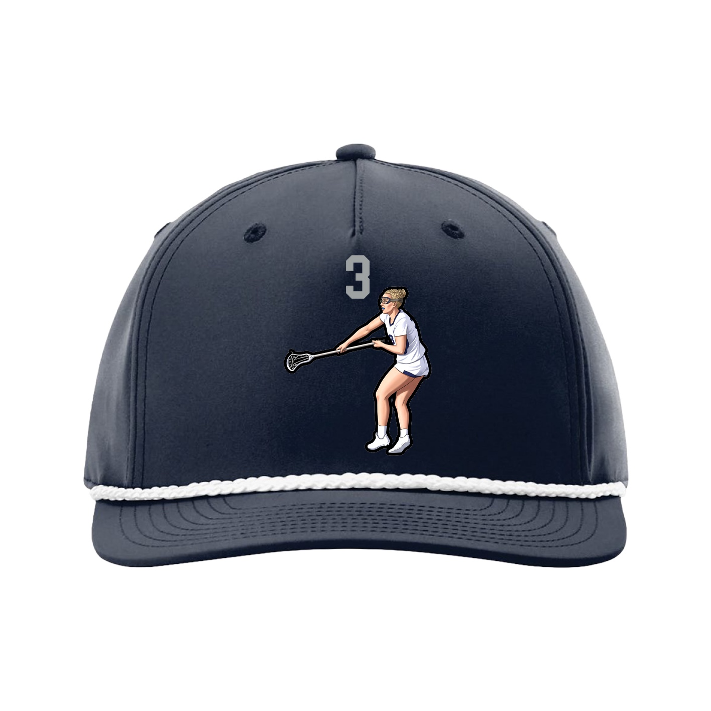 Five-Panel Classic Rope Cap — Number Top in Navy