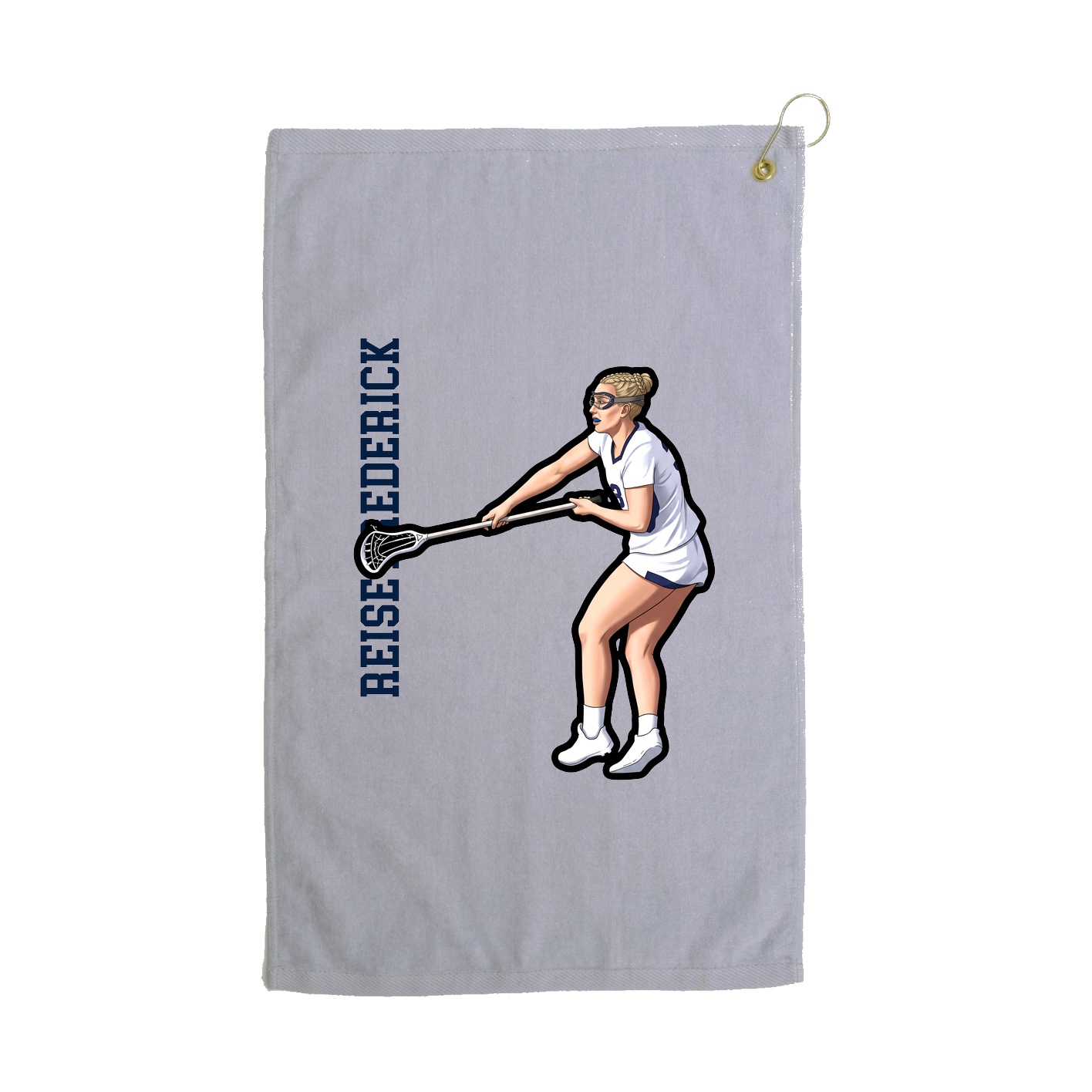 Golf Towel — Name Vertical in Grey