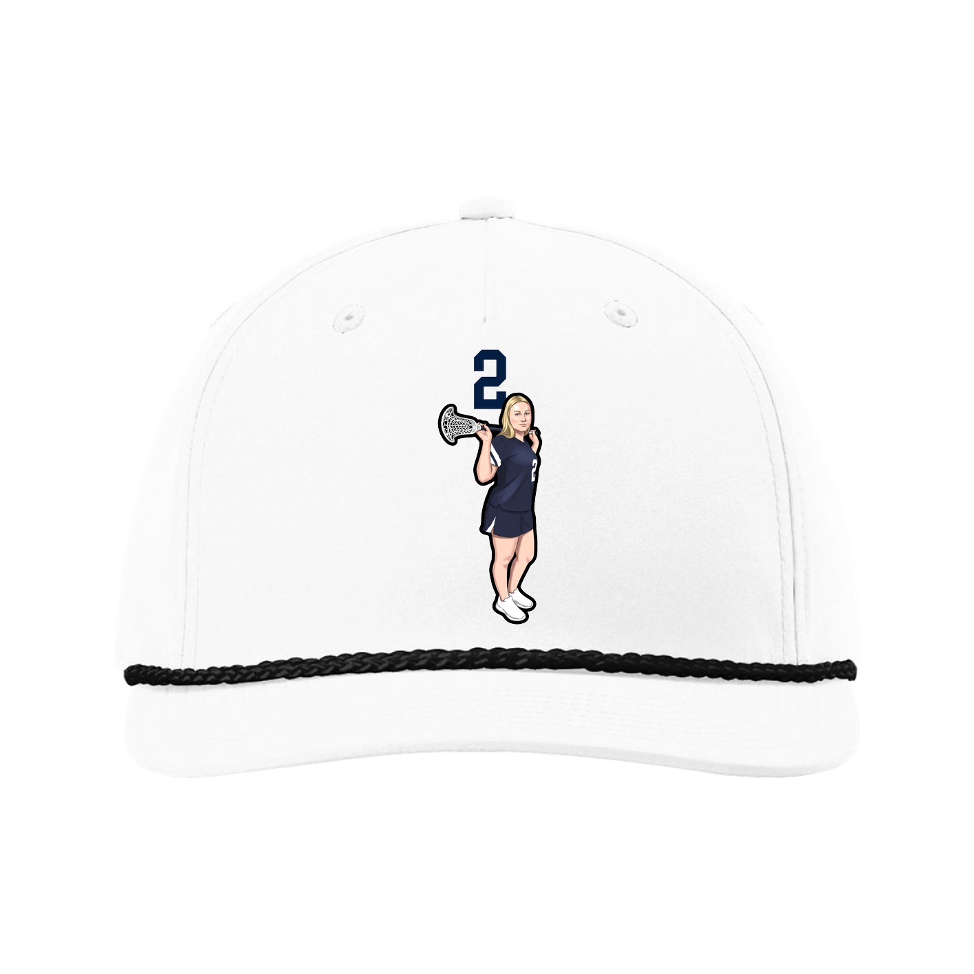 Five-Panel Classic Rope Cap — Number Top in White