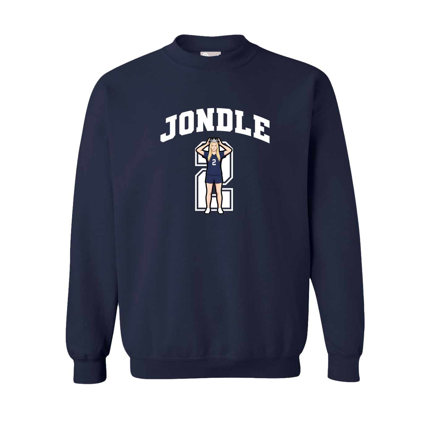 Fleece Crew — Number in Navy