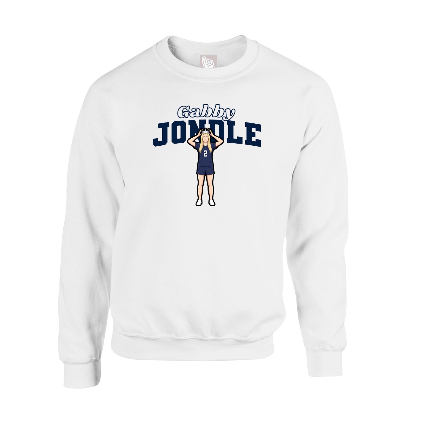 Fleece Crew — Name Arch in White