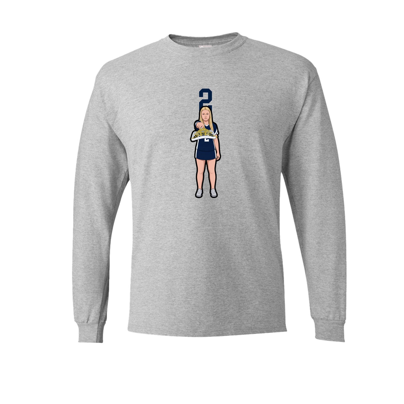 Long Sleeve Tee — Number Top in Grey