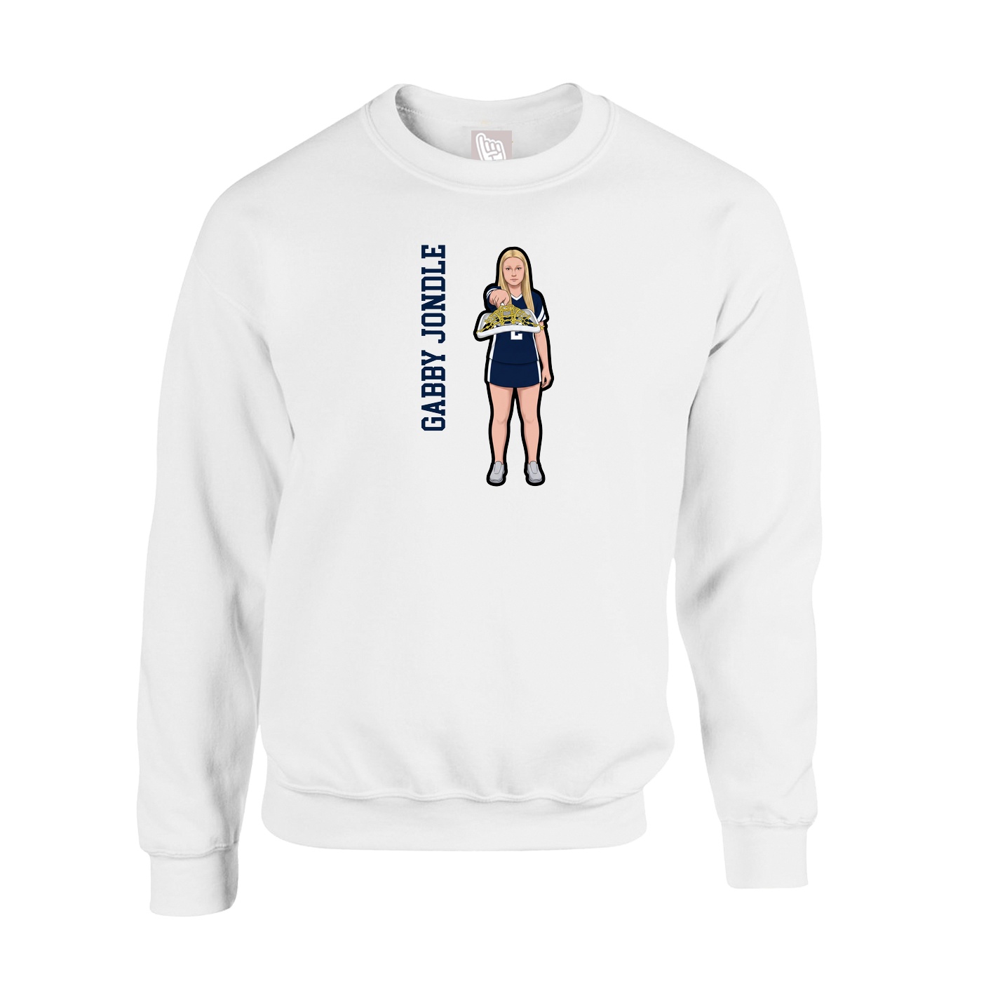 Fleece Crew — Name Vertical in White