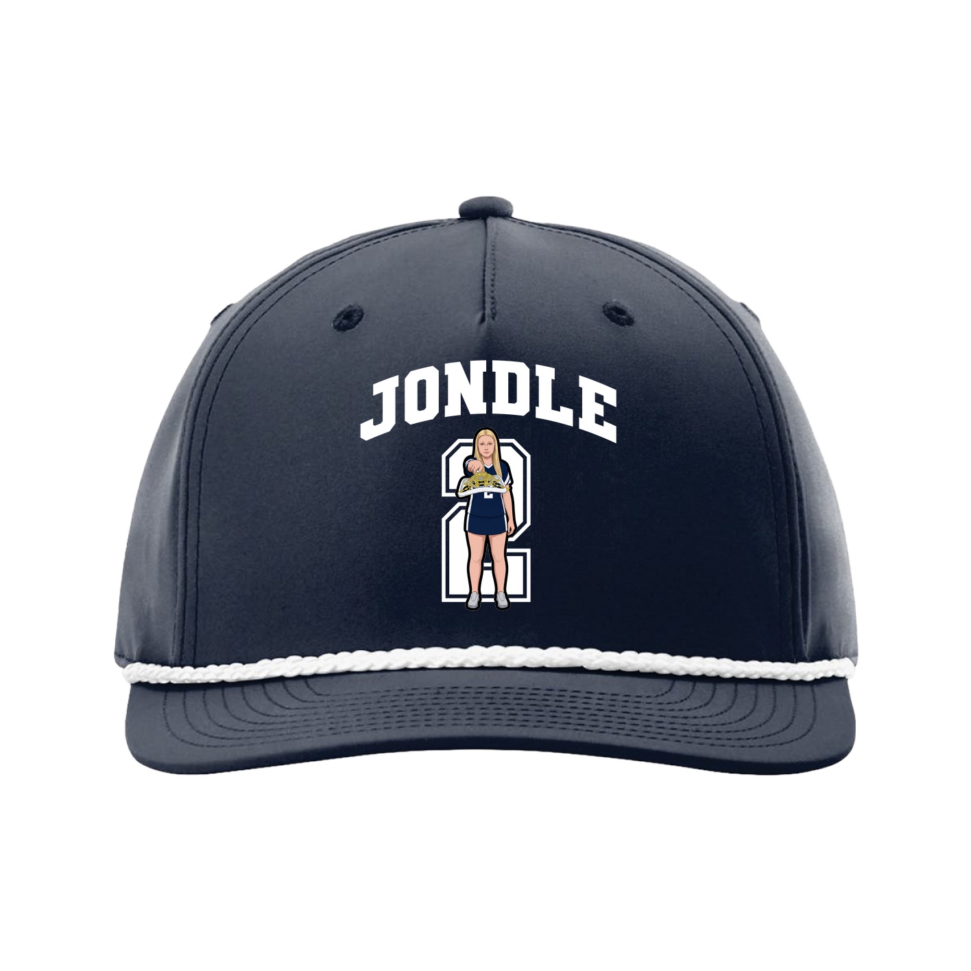 Five-Panel Classic Rope Cap — Number in Navy