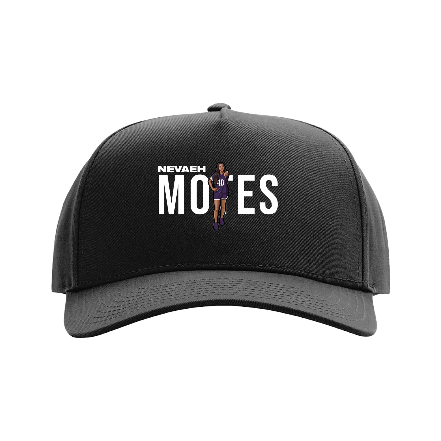 Full Fabric Five-Panel Champ Cap — Player Name in Black