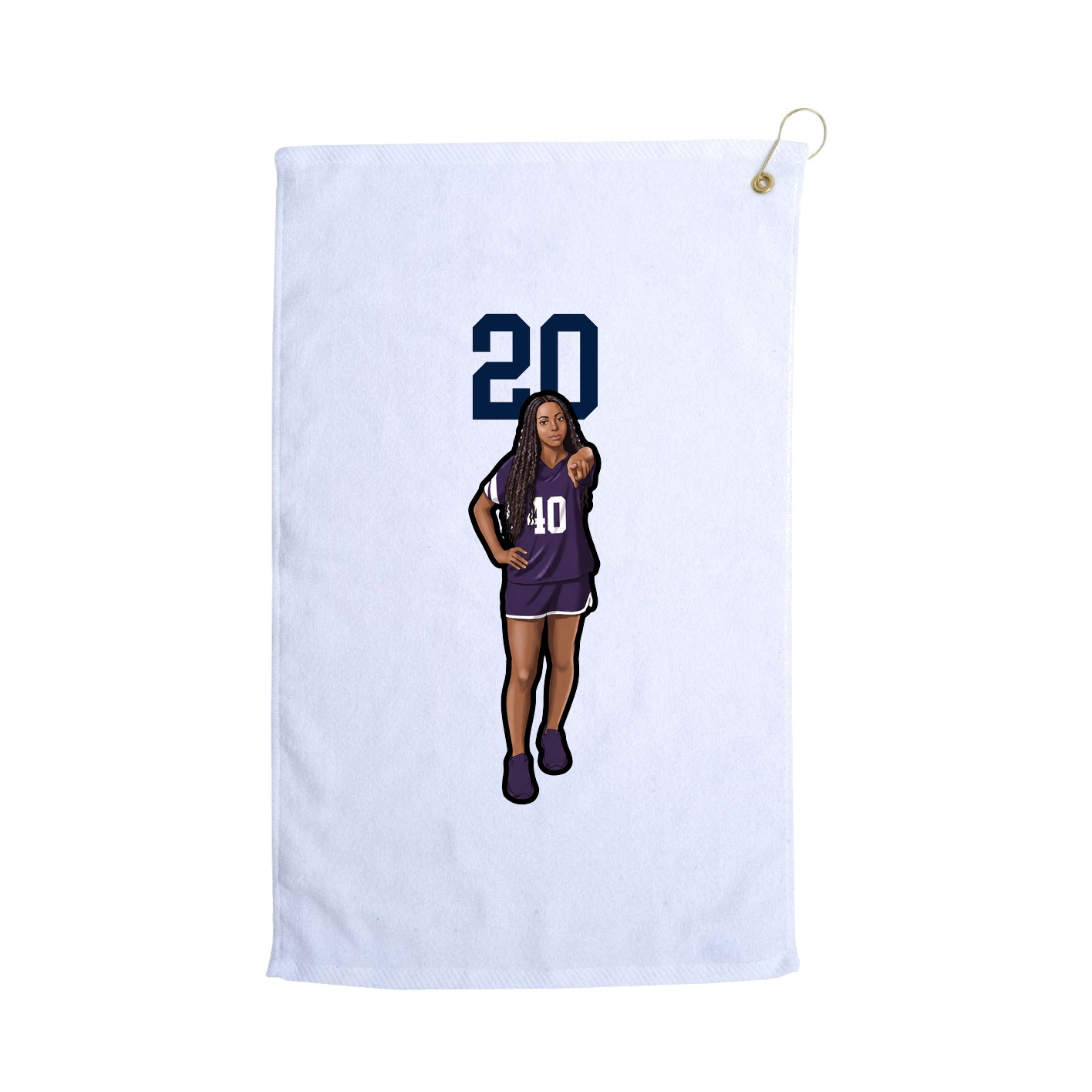 Golf Towel — Number Top in White