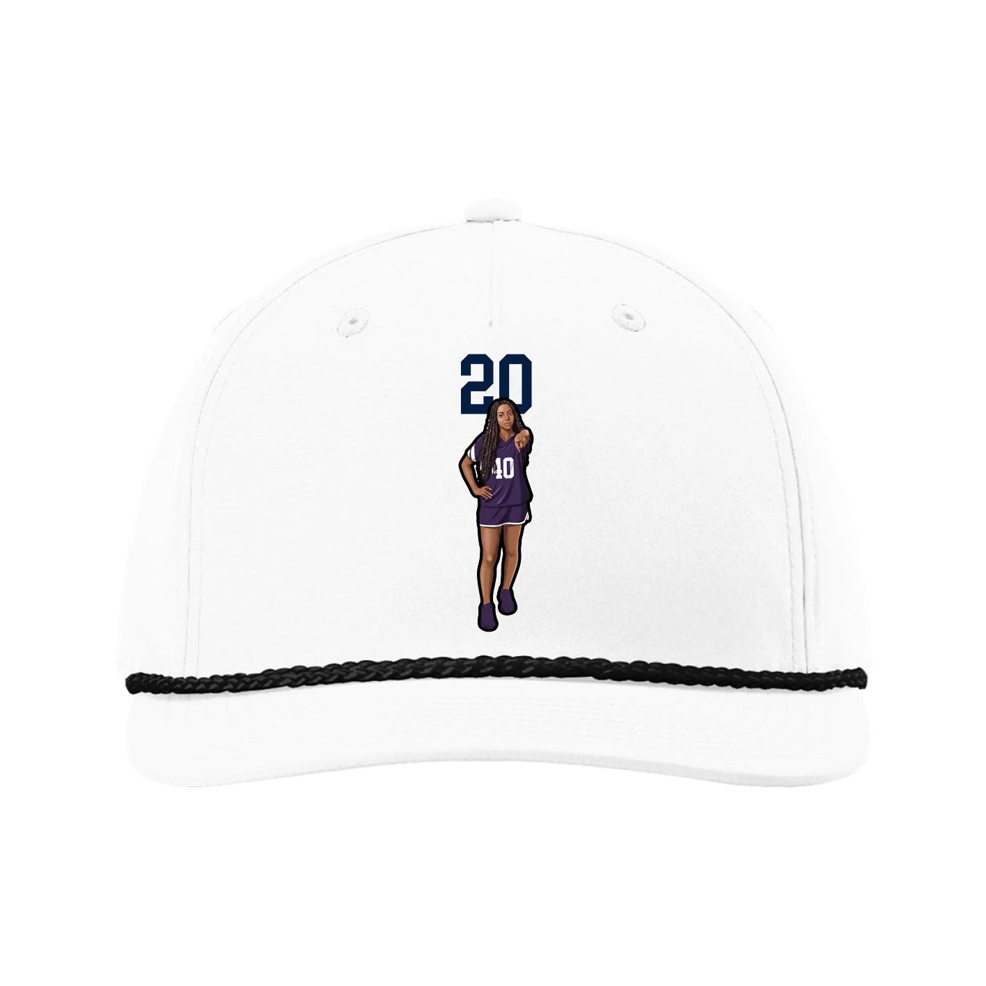 Five-Panel Classic Rope Cap — Number Top in White