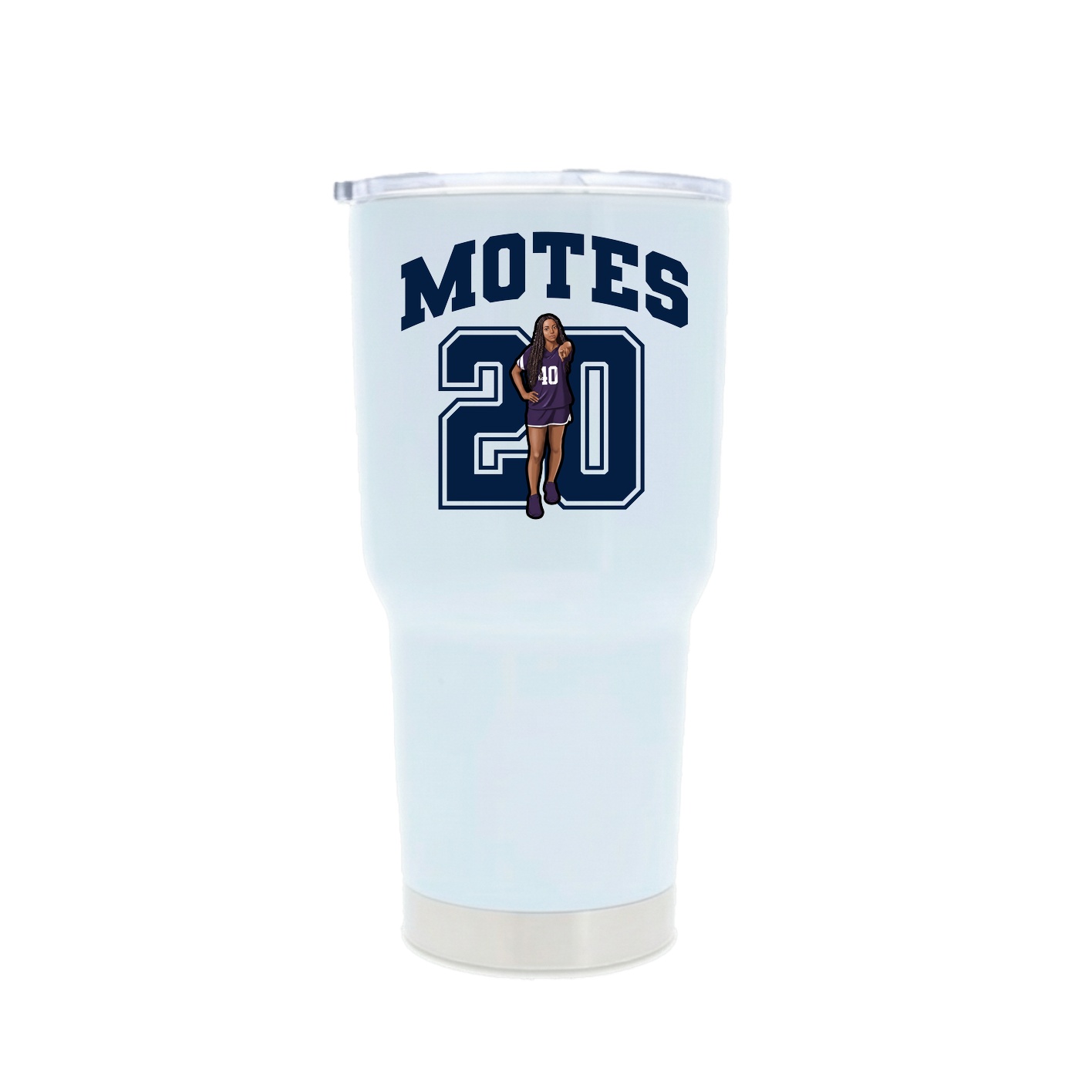 30oz Stainless Steel Tumbler — Number in White