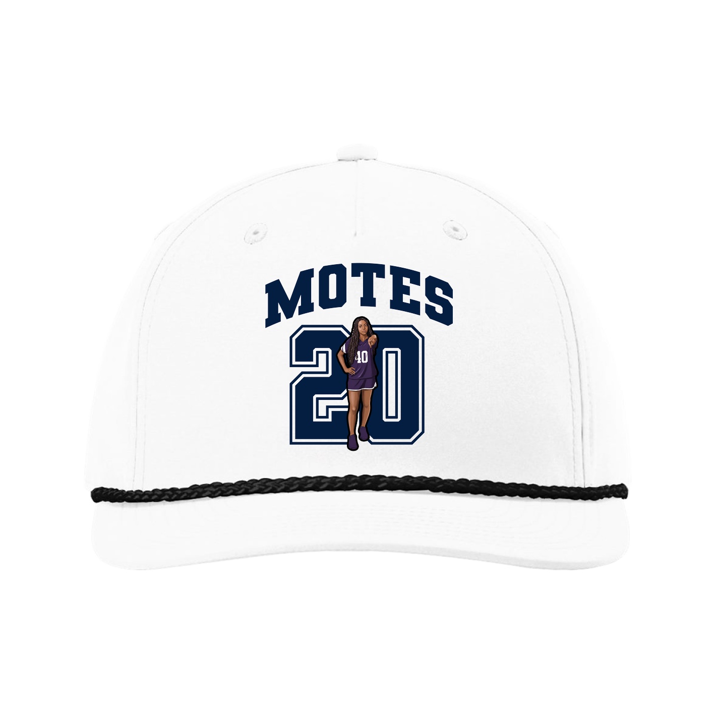 Five-Panel Classic Rope Cap — Number in White