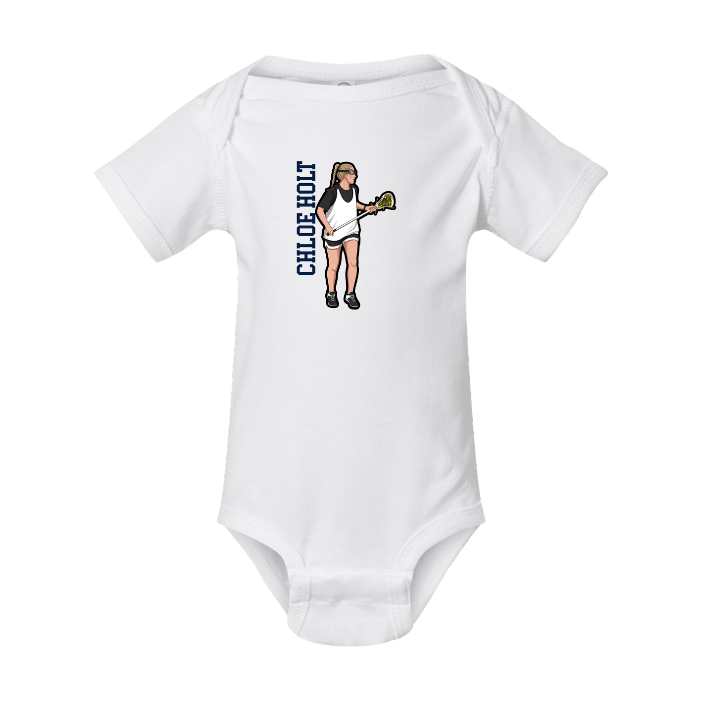 Baby Onesie — Name Vertical in White