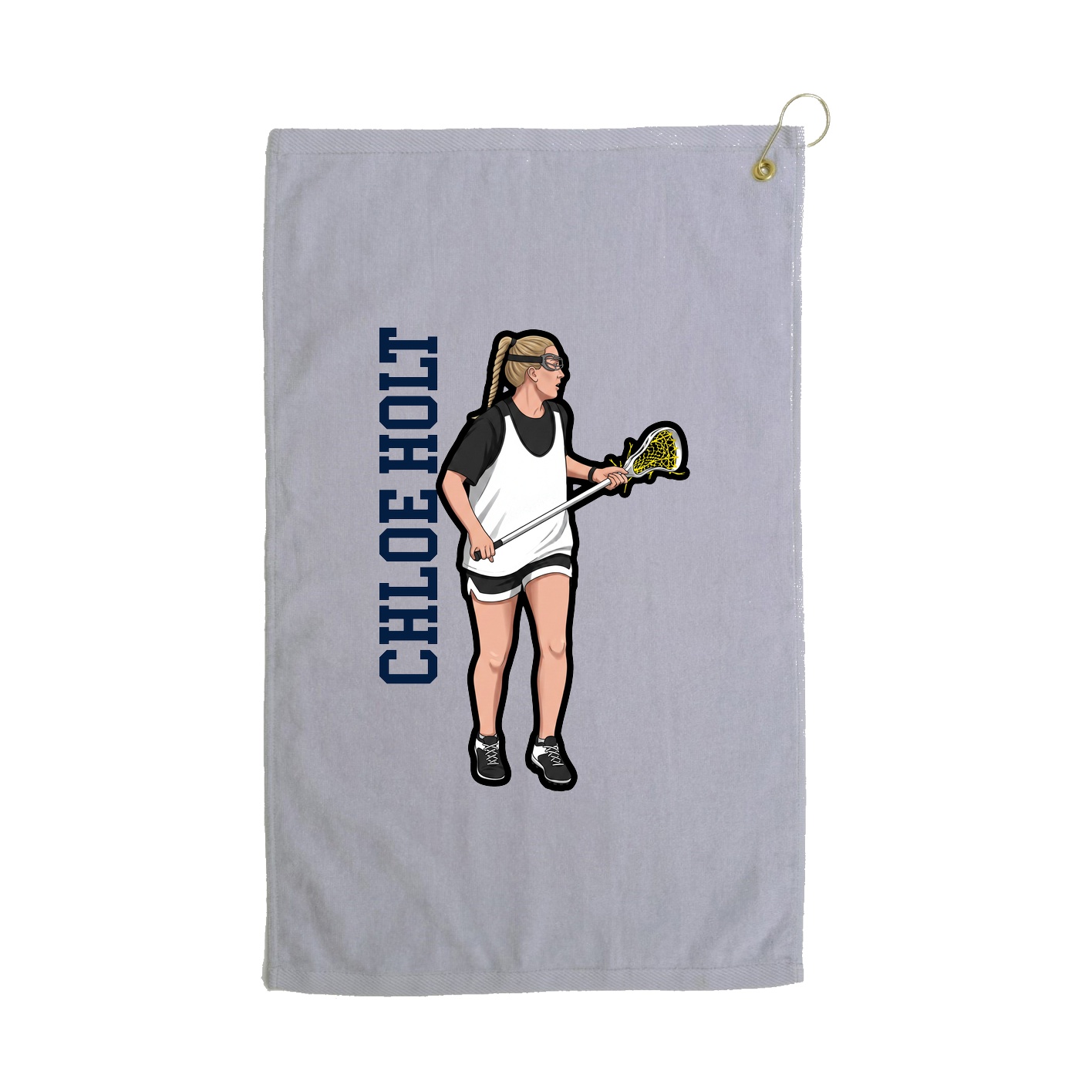 Golf Towel — Name Vertical in Grey