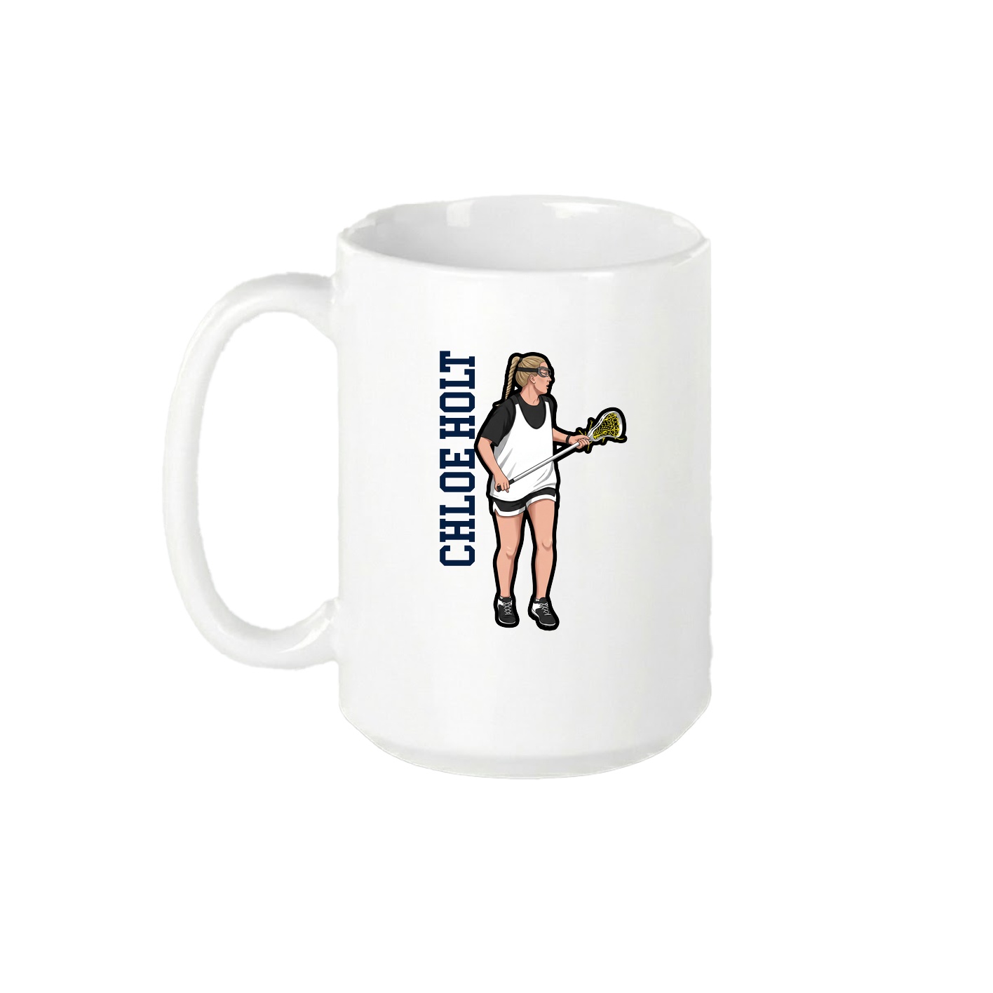 15oz Coffee Mug — Name Vertical in White