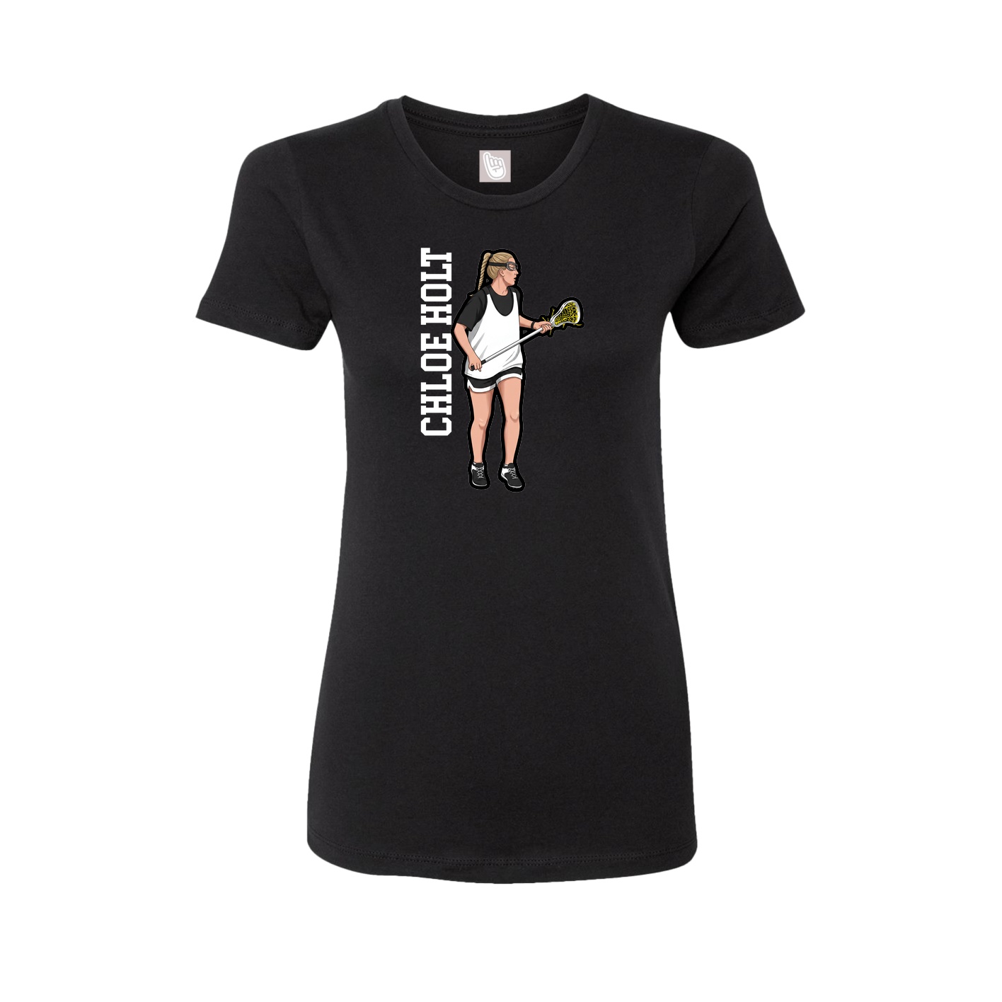 Fitted Women's Tee — Name Vertical in Black