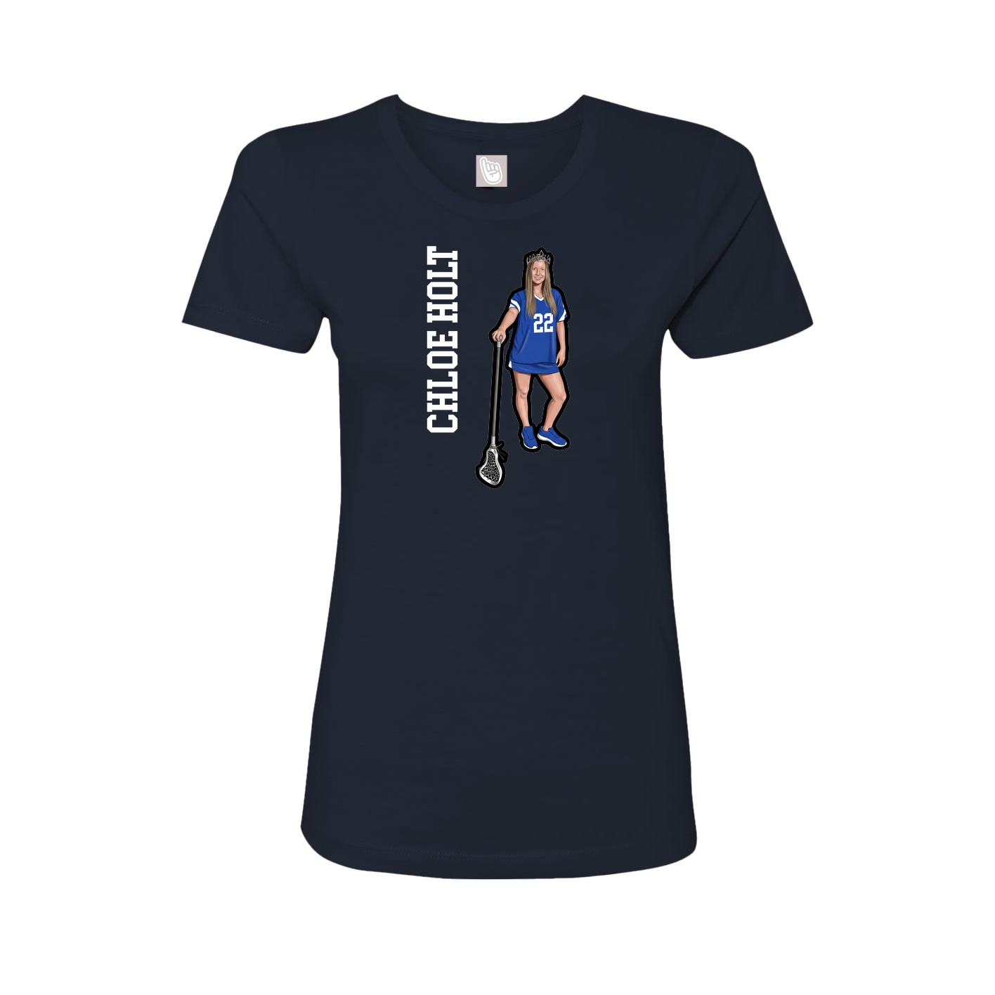 Fitted Women's Tee — Name Vertical in Navy