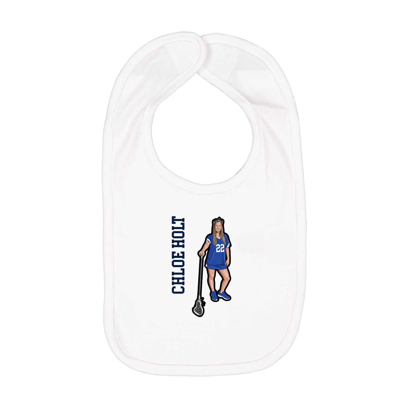 Infant Bib — Name Vertical in White