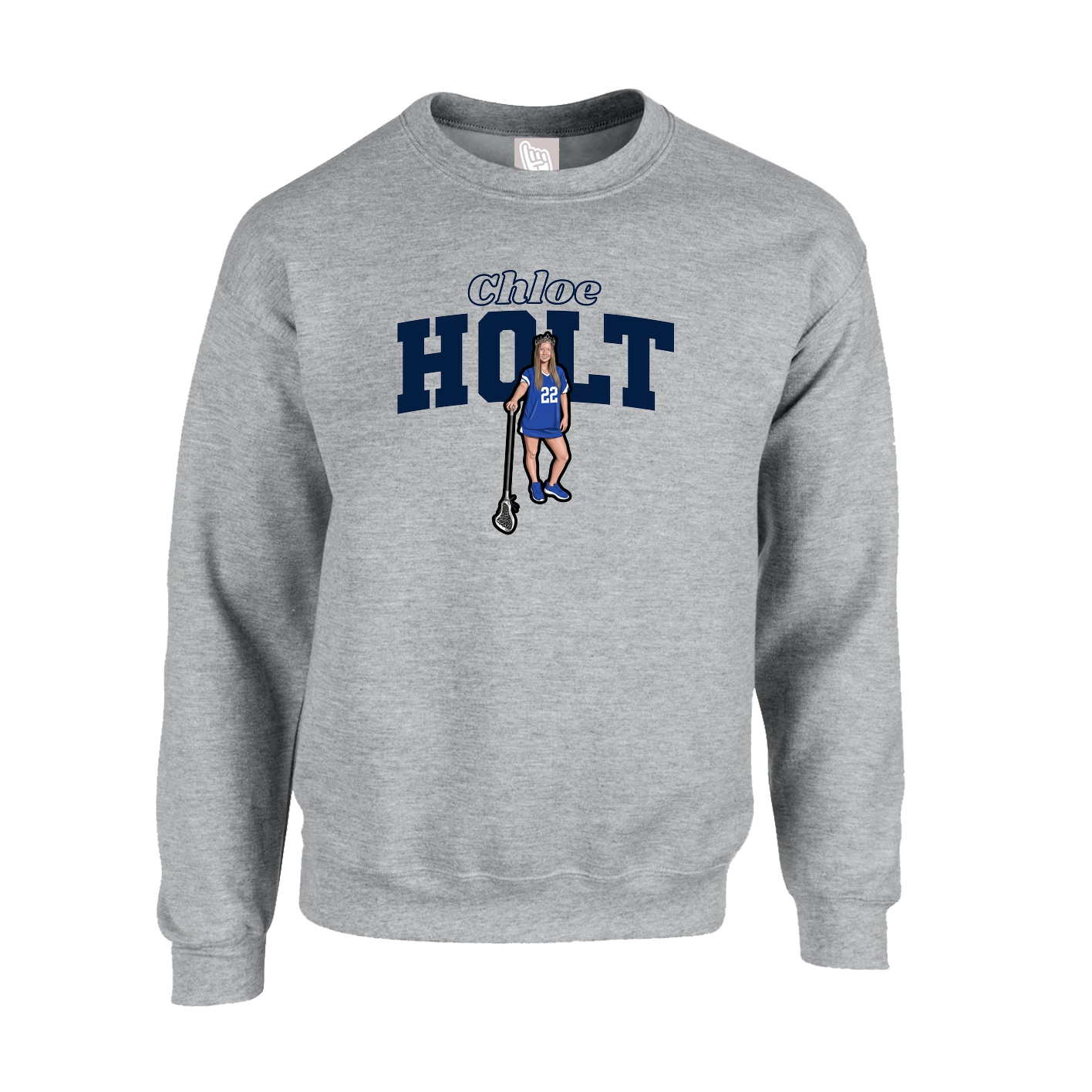 Fleece Crew — Name Arch in Grey