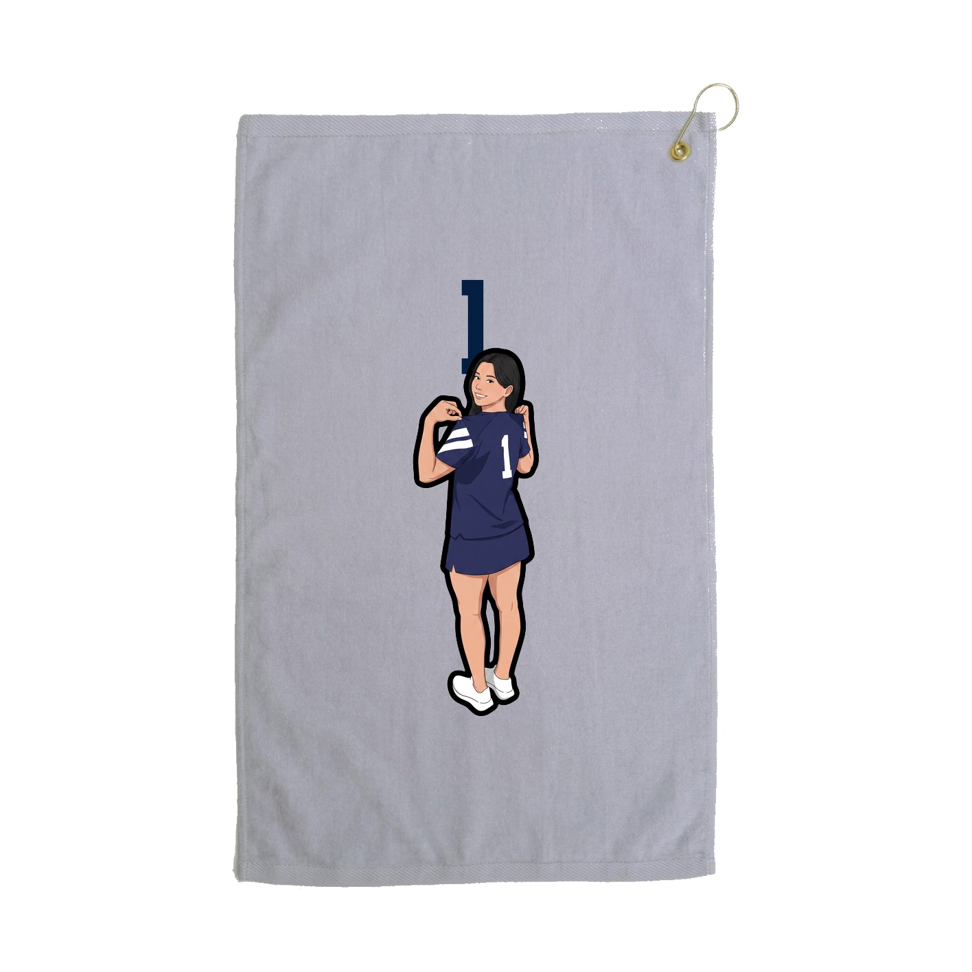 Golf Towel — Number Top in Grey