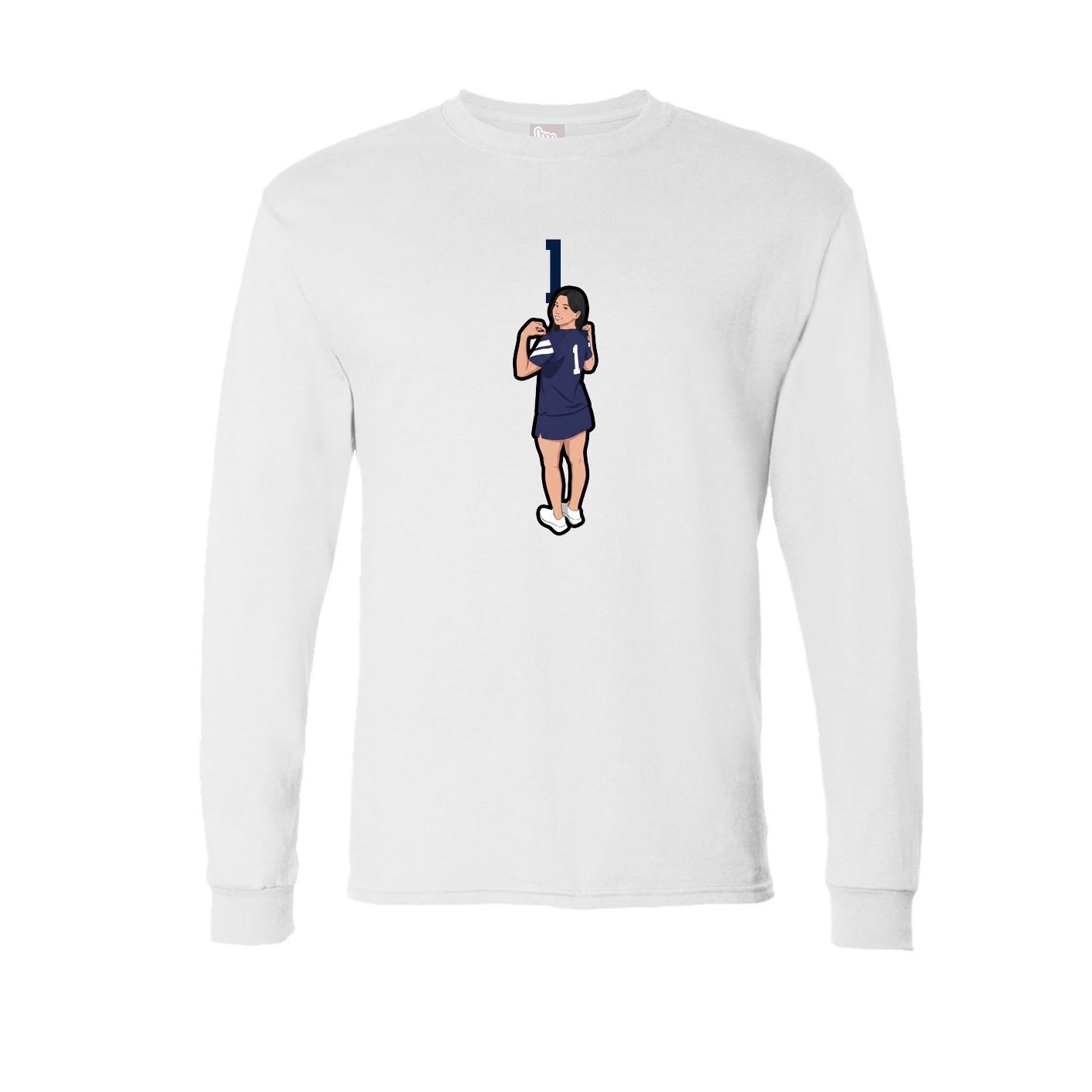 Long Sleeve Tee — Number Top in White