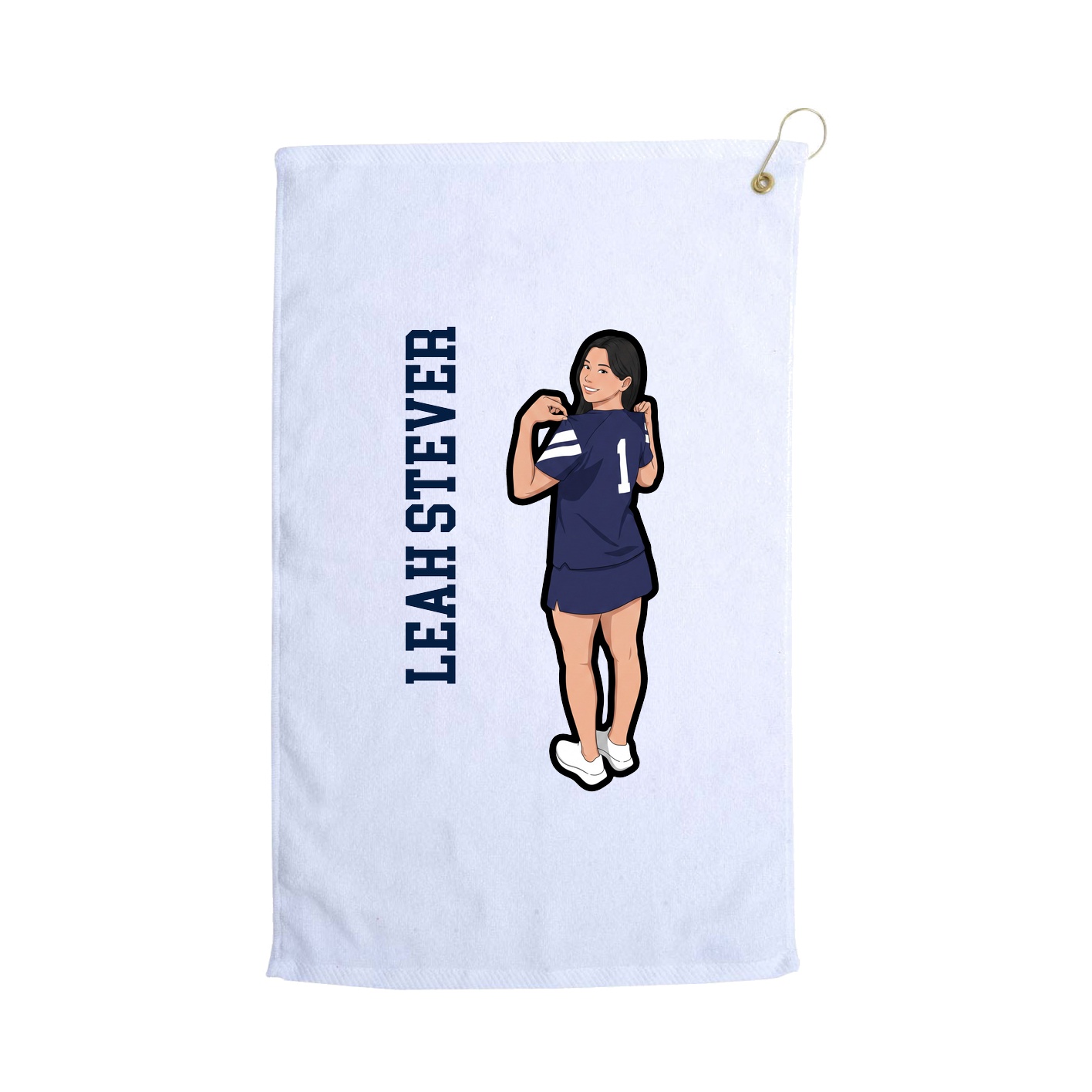 Golf Towel — Name Vertical in White