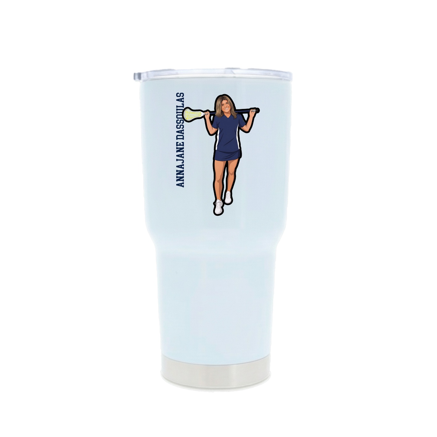 30oz Stainless Steel Tumbler — Name Vertical in White