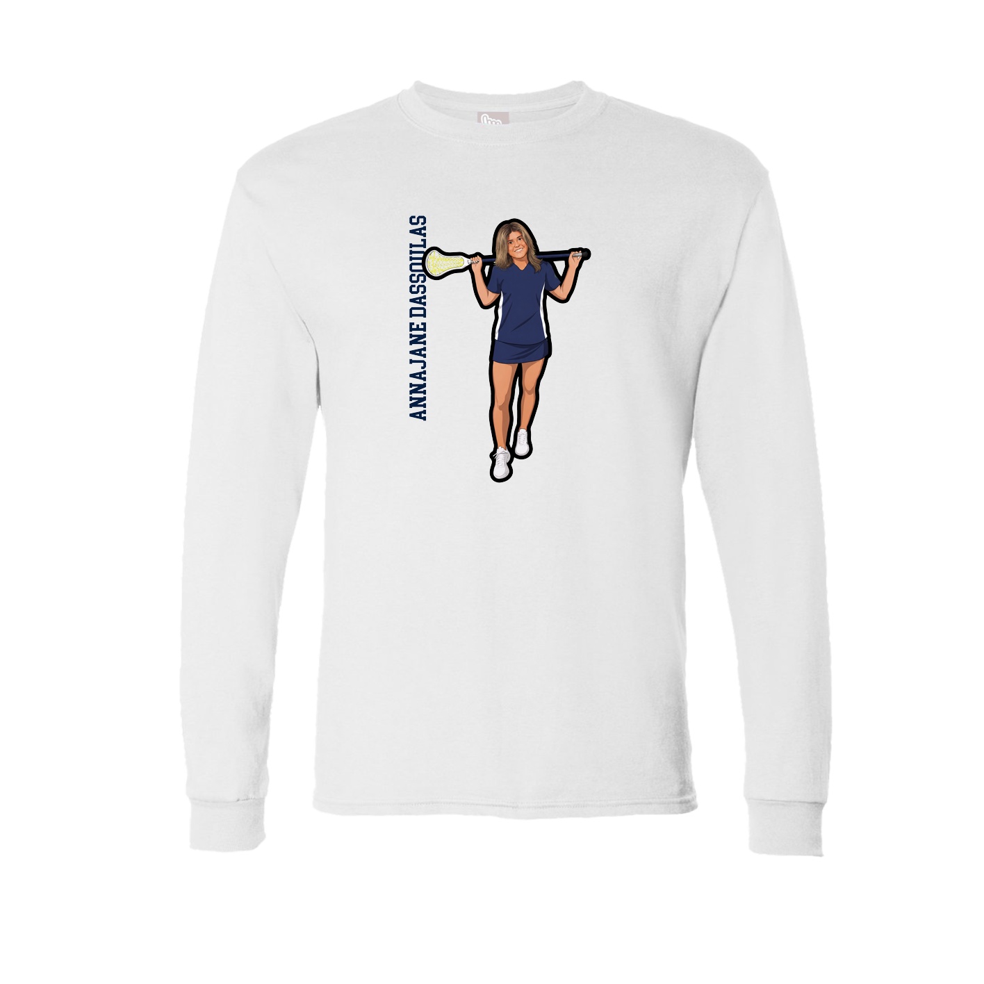 Long Sleeve Tee — Name Vertical in White