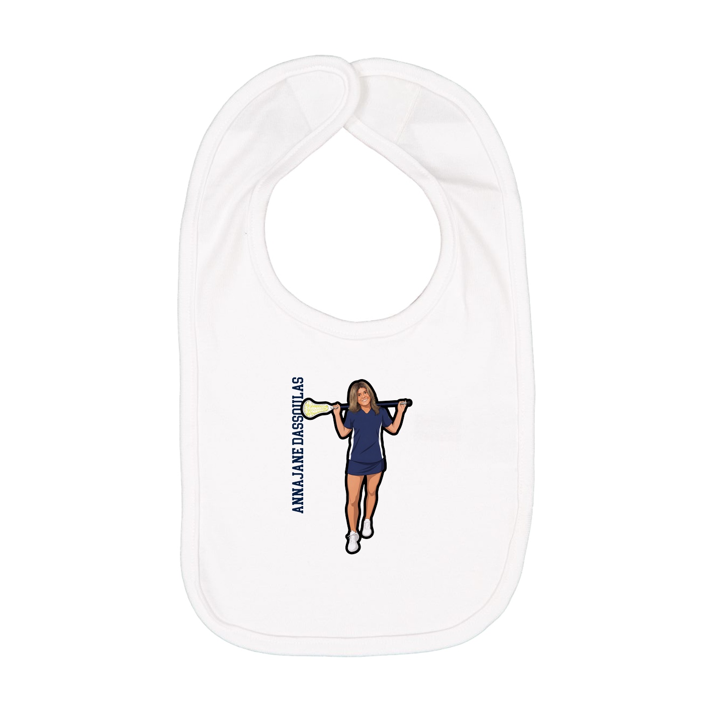 Infant Bib — Name Vertical in White