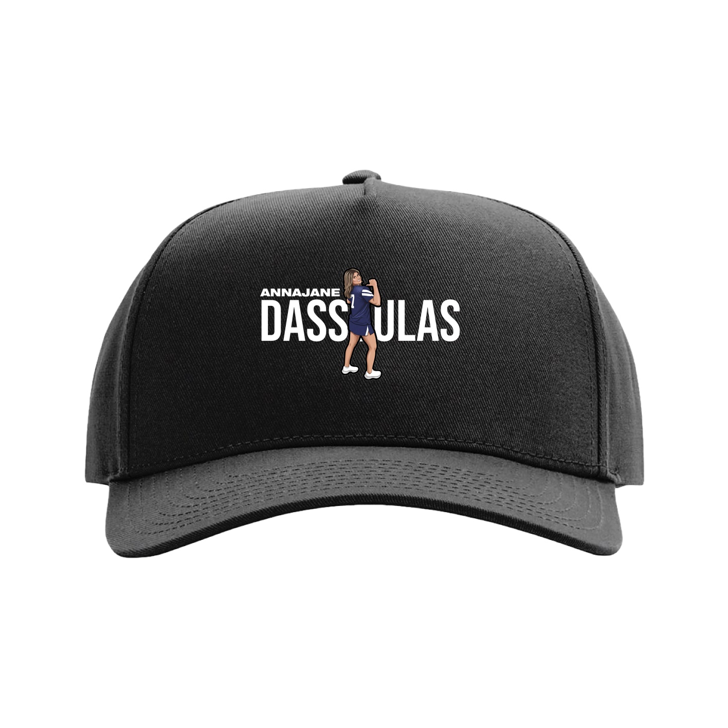 Full Fabric Five-Panel Champ Cap — Player Name in Black