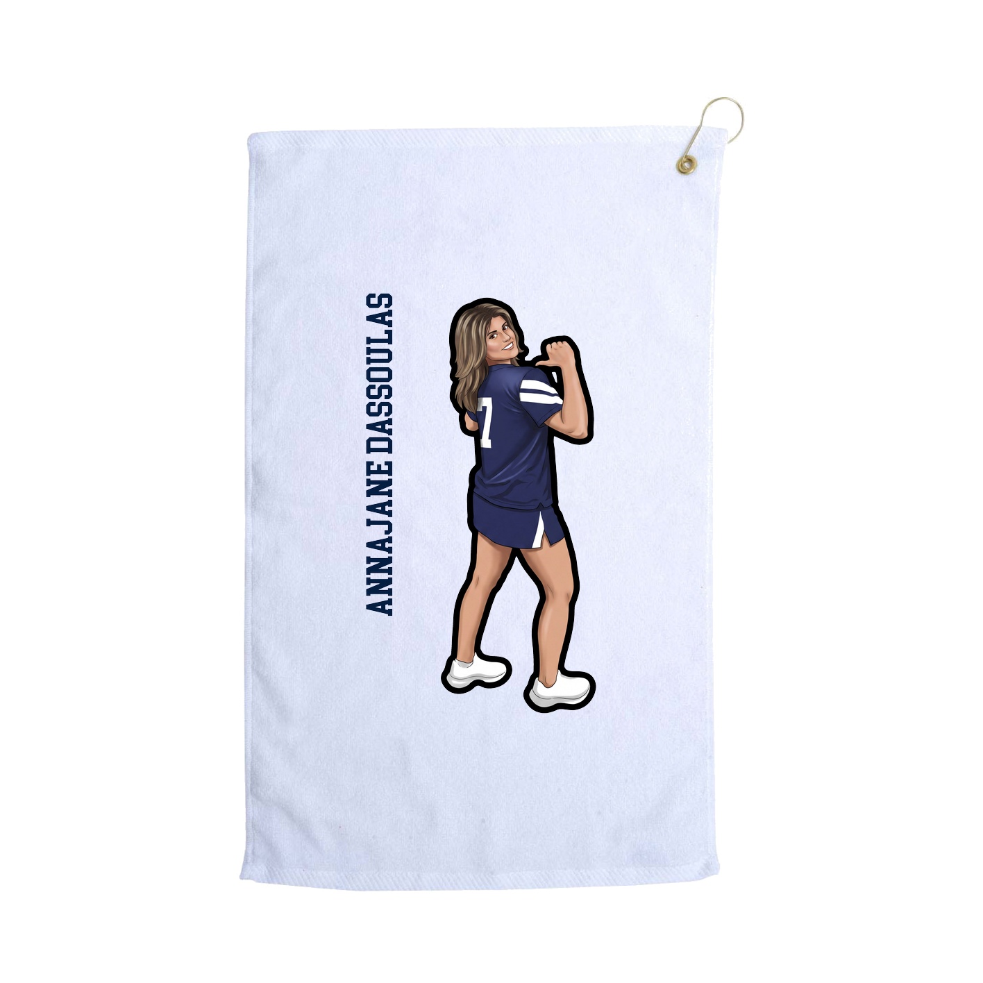 Golf Towel — Name Vertical in White
