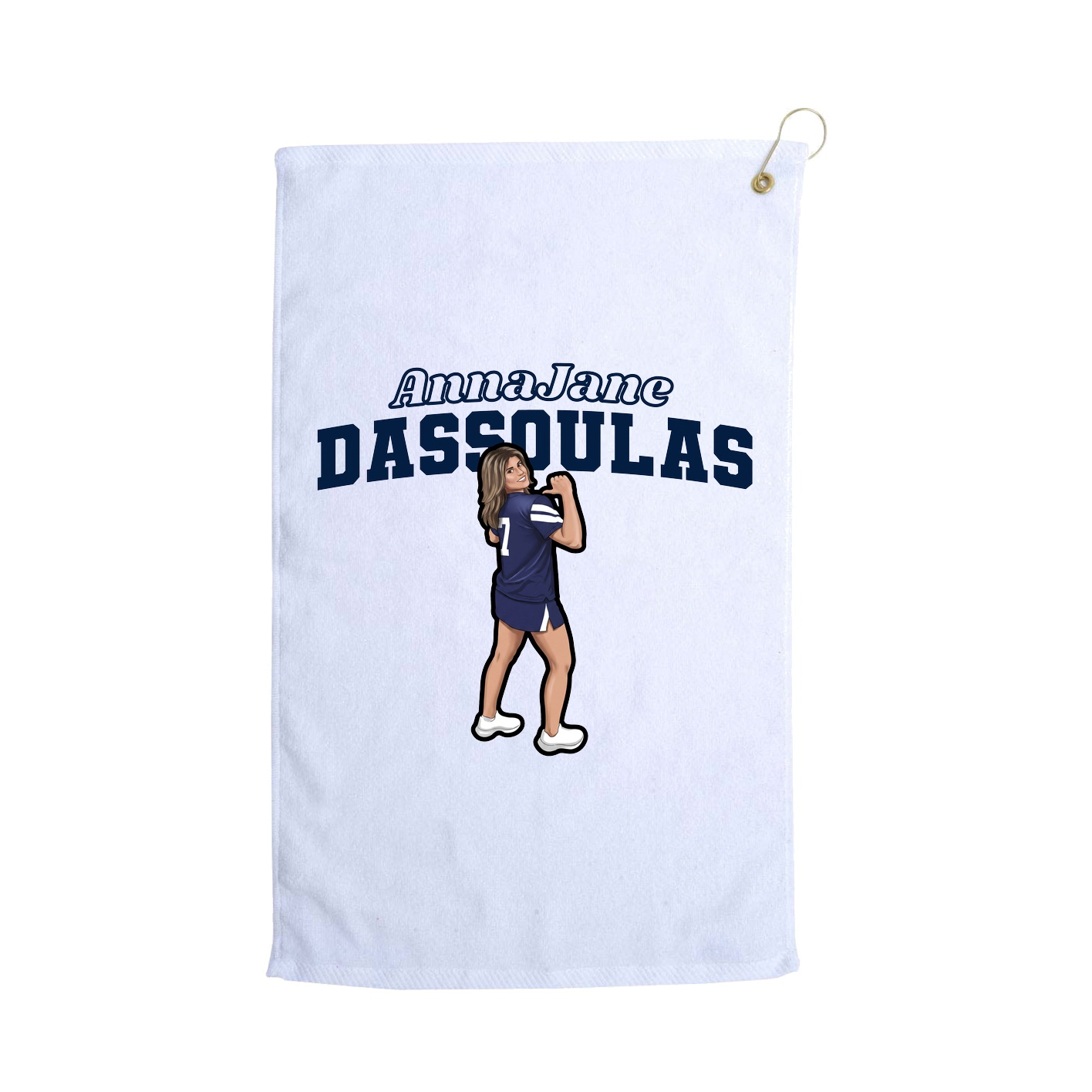 Golf Towel — Name Arch in White